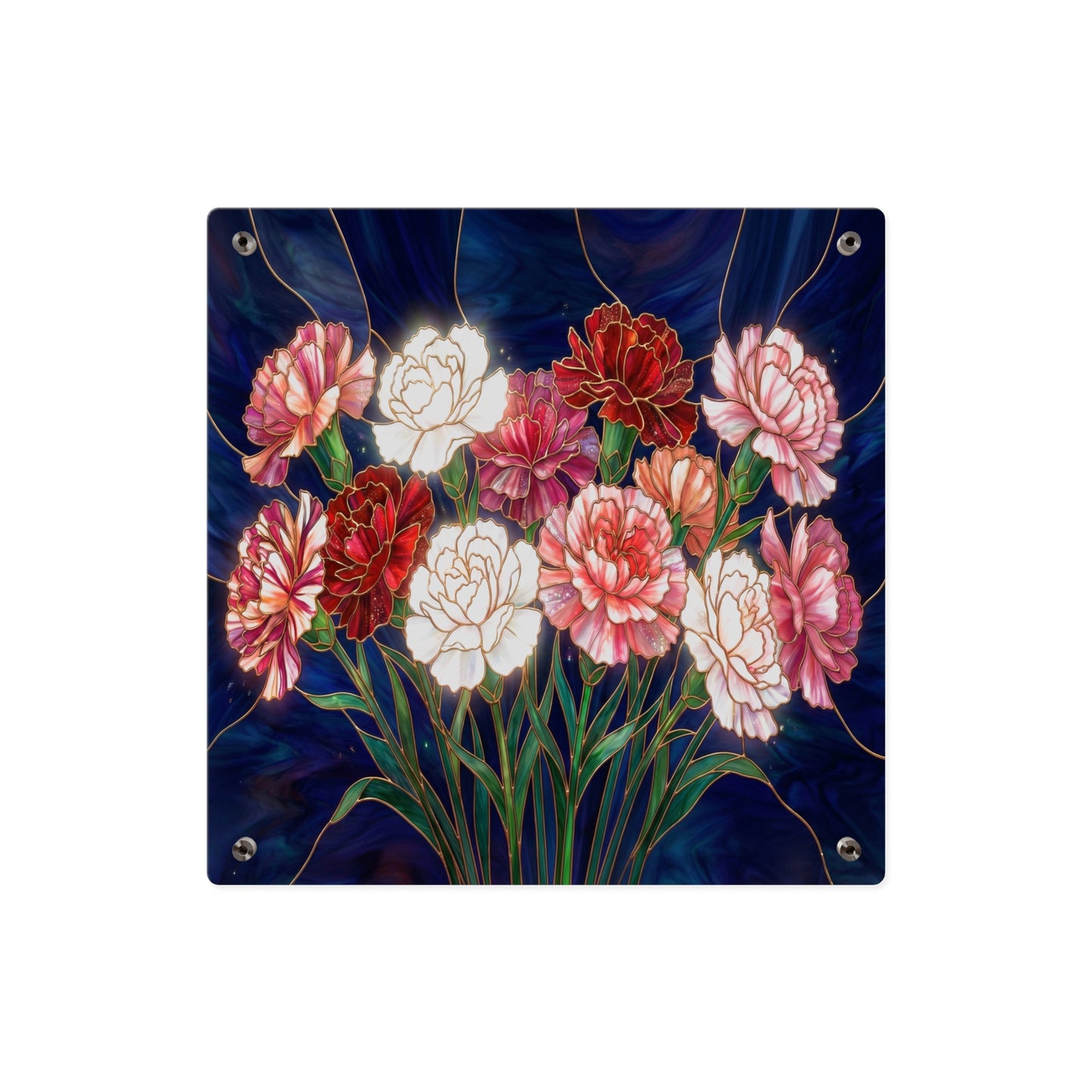 Carnation Bouquet Acrylic Wall Art Panel — Floral Home Décor - 14599