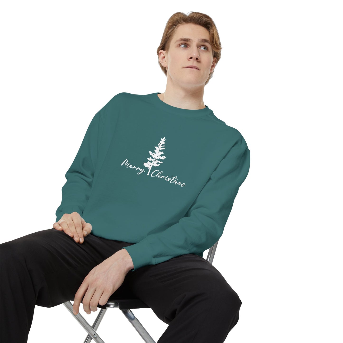 Tree, Merry Christmas - Unisex Garment-Dyed Sweatshirt - 10395