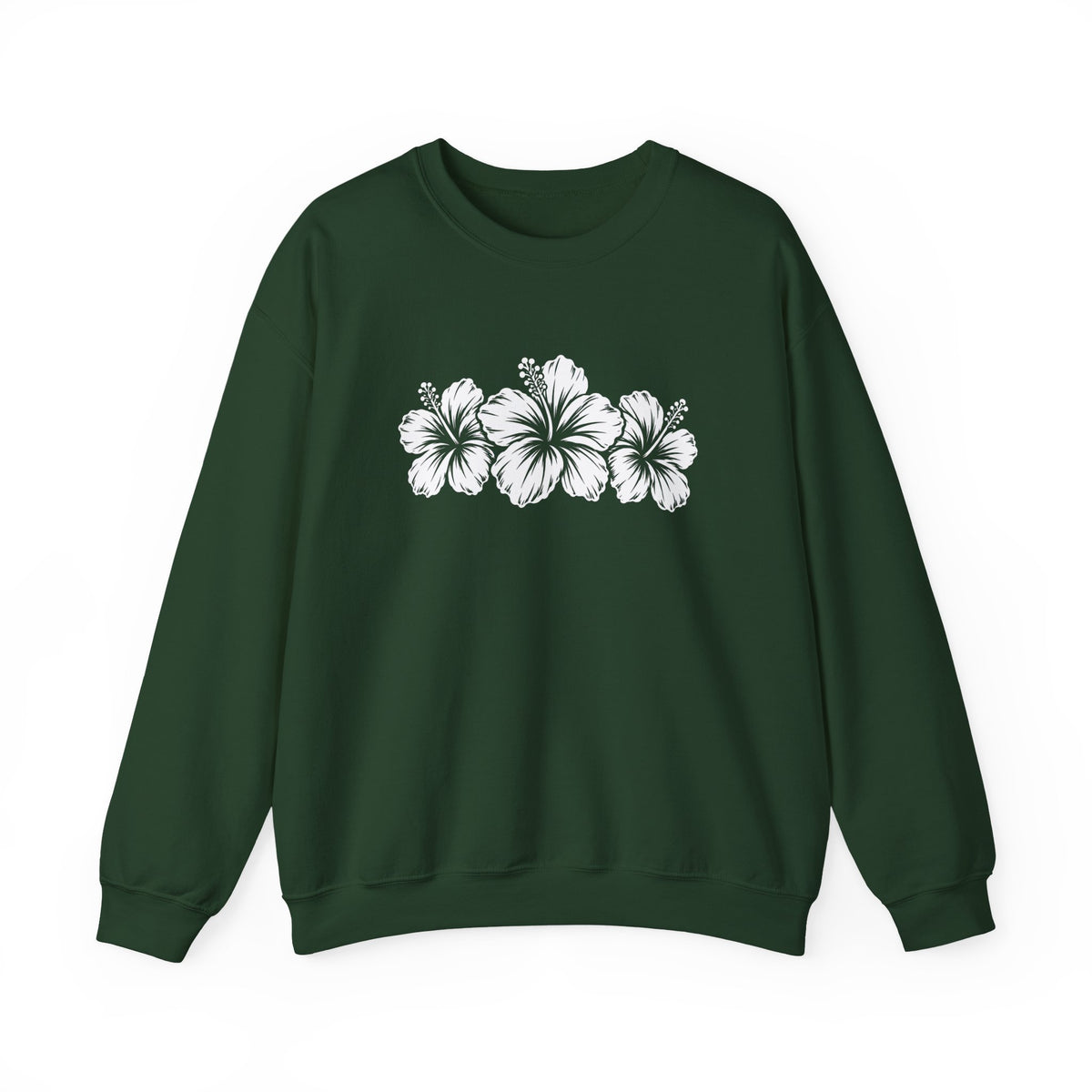 Hibiscus Floral Crewneck Sweatshirt,  Tropical Flower Graphic - 14996