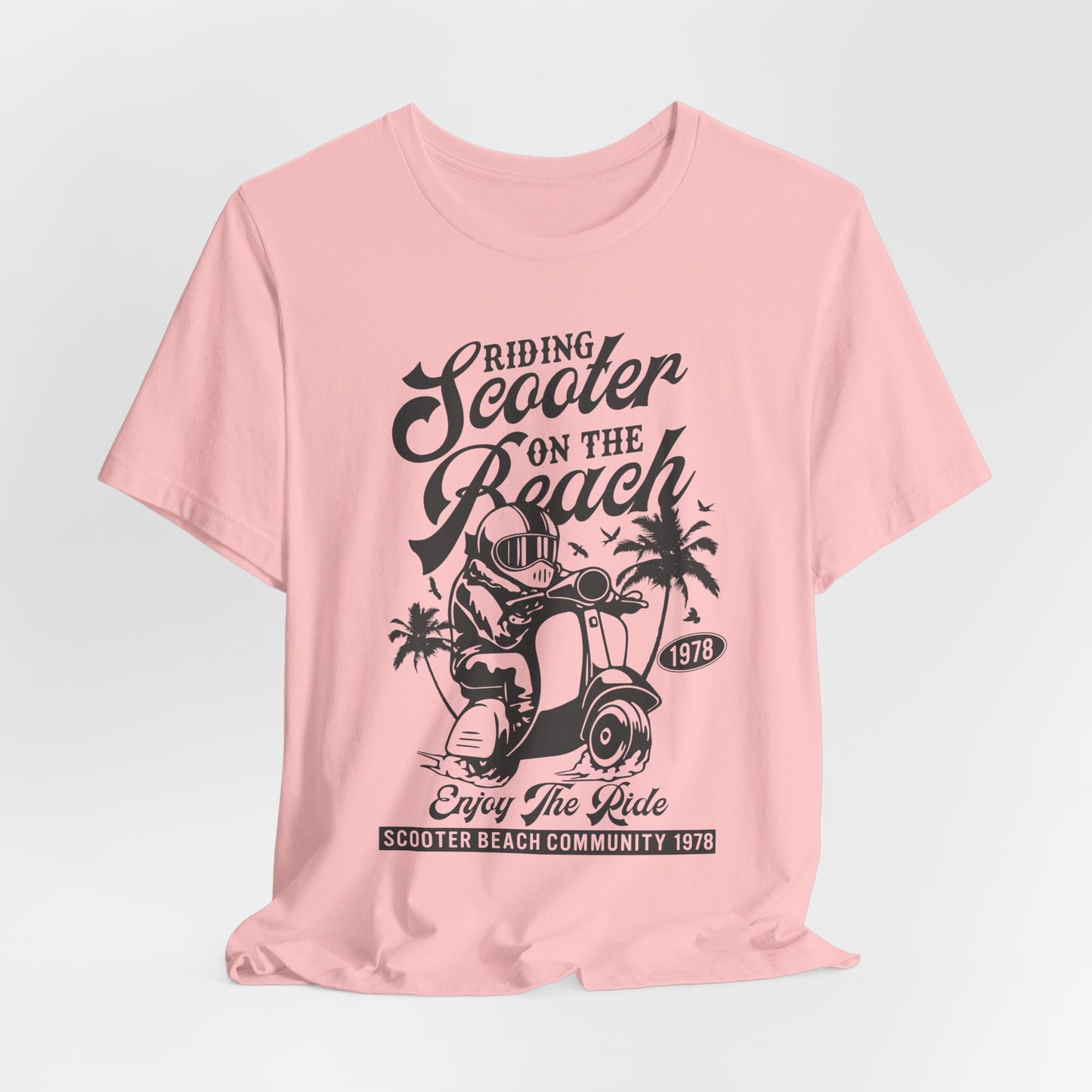 Riding Scooter on the Beach, Enjoy the Ride - Unisex Jersey Short Sleeve Tee - 13254