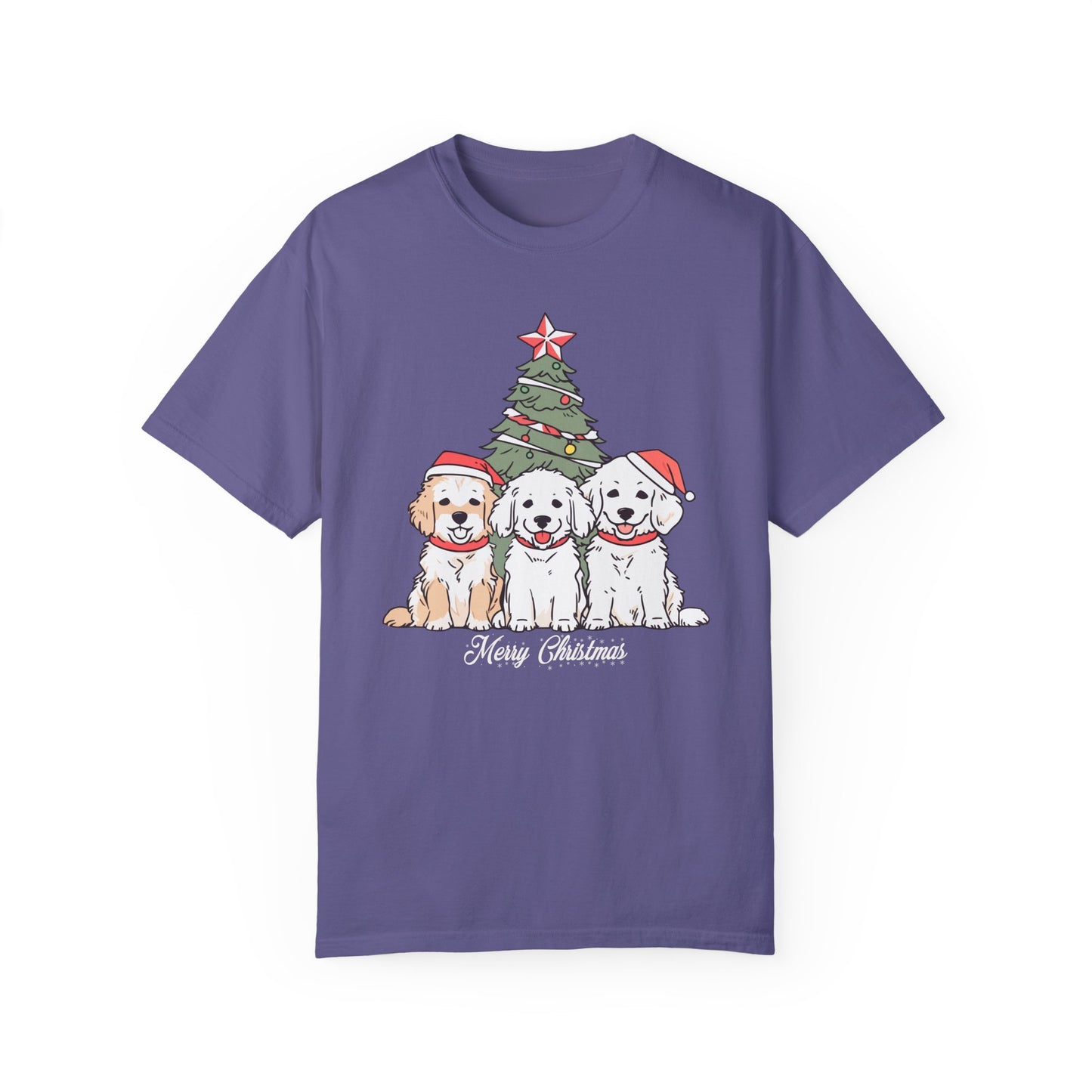 Puppies, Merry Christmas - Unisex Garment-Dyed T-shirt - 10280