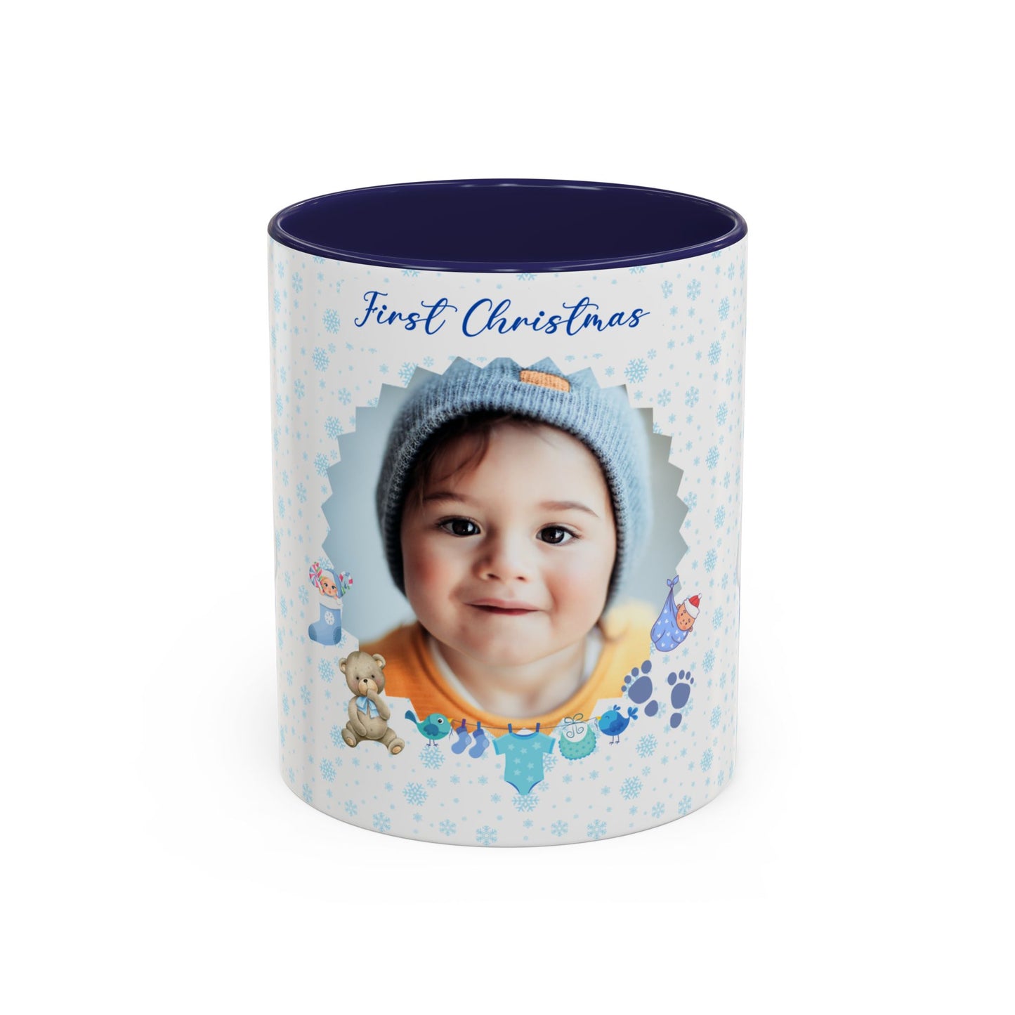 First Christmas, Baby boy, Customizable - Accent Coffee Mug (11, 15oz) - 10002