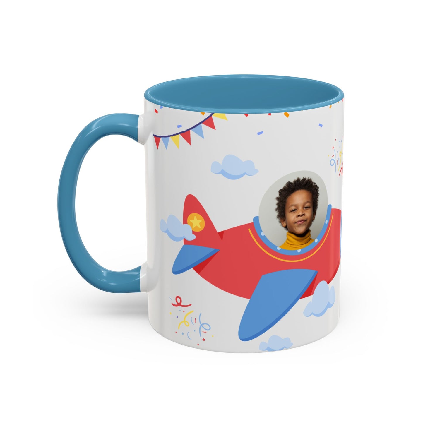 Happy 6th Birthday to A Boy Pilot, Details Customizable - Accent Coffee Mug (11, 15oz) - 11233