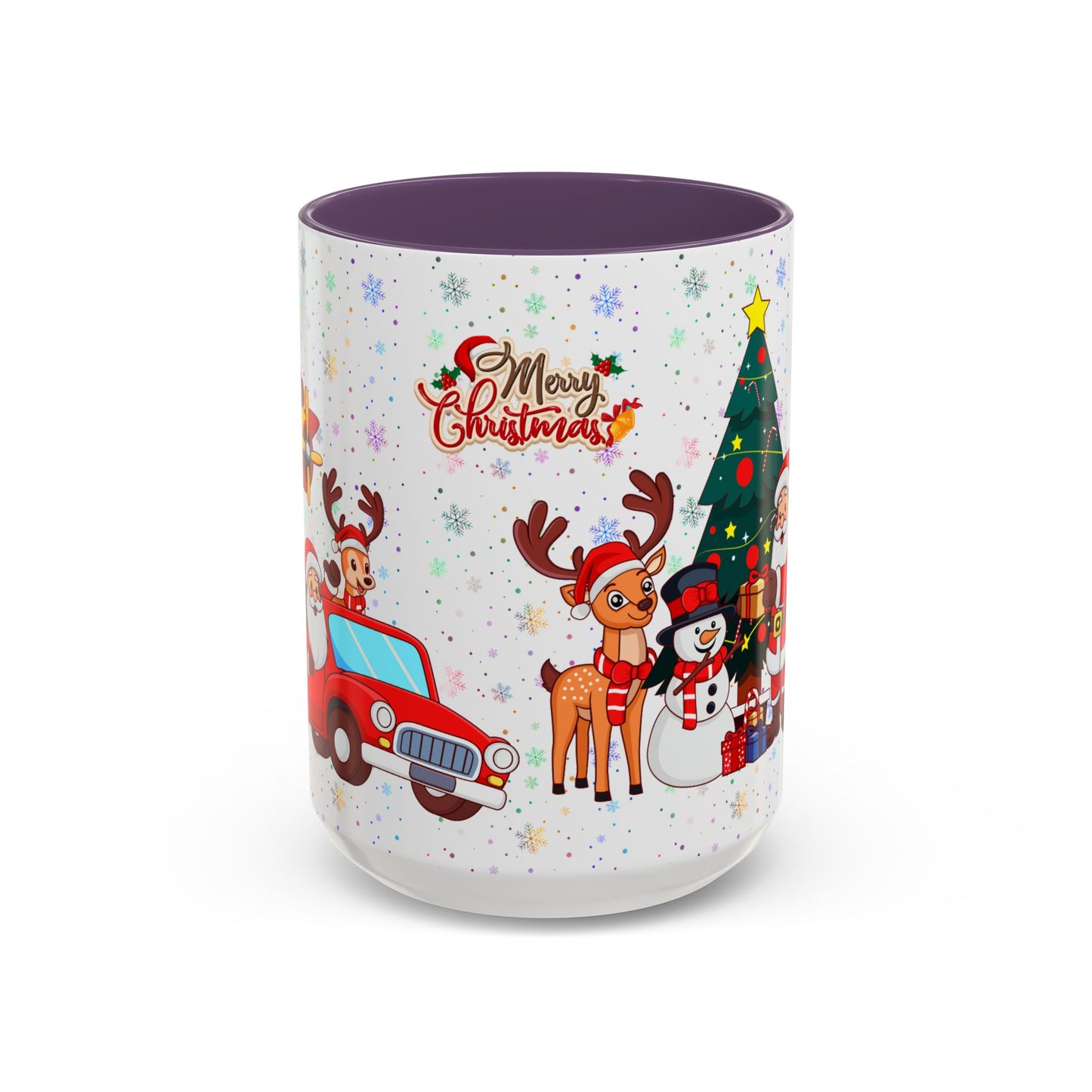 Christmas Party, Santa, Snowman, Reindeer - Accent Coffee Mug (11, 15oz) - 10426