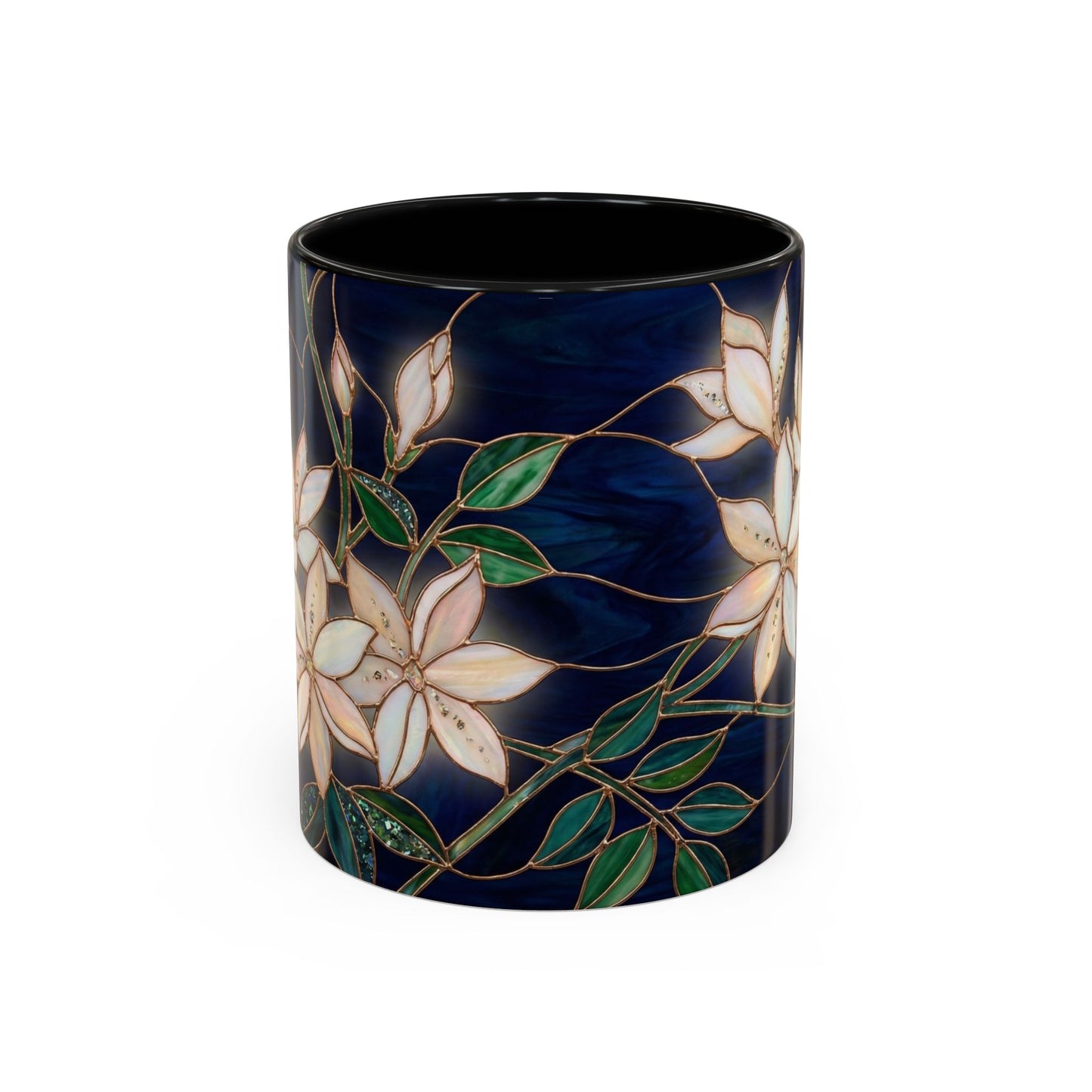 Jasmine Floral Accent Coffee Mug —  Stained Glass Design (11/15oz) - 14573