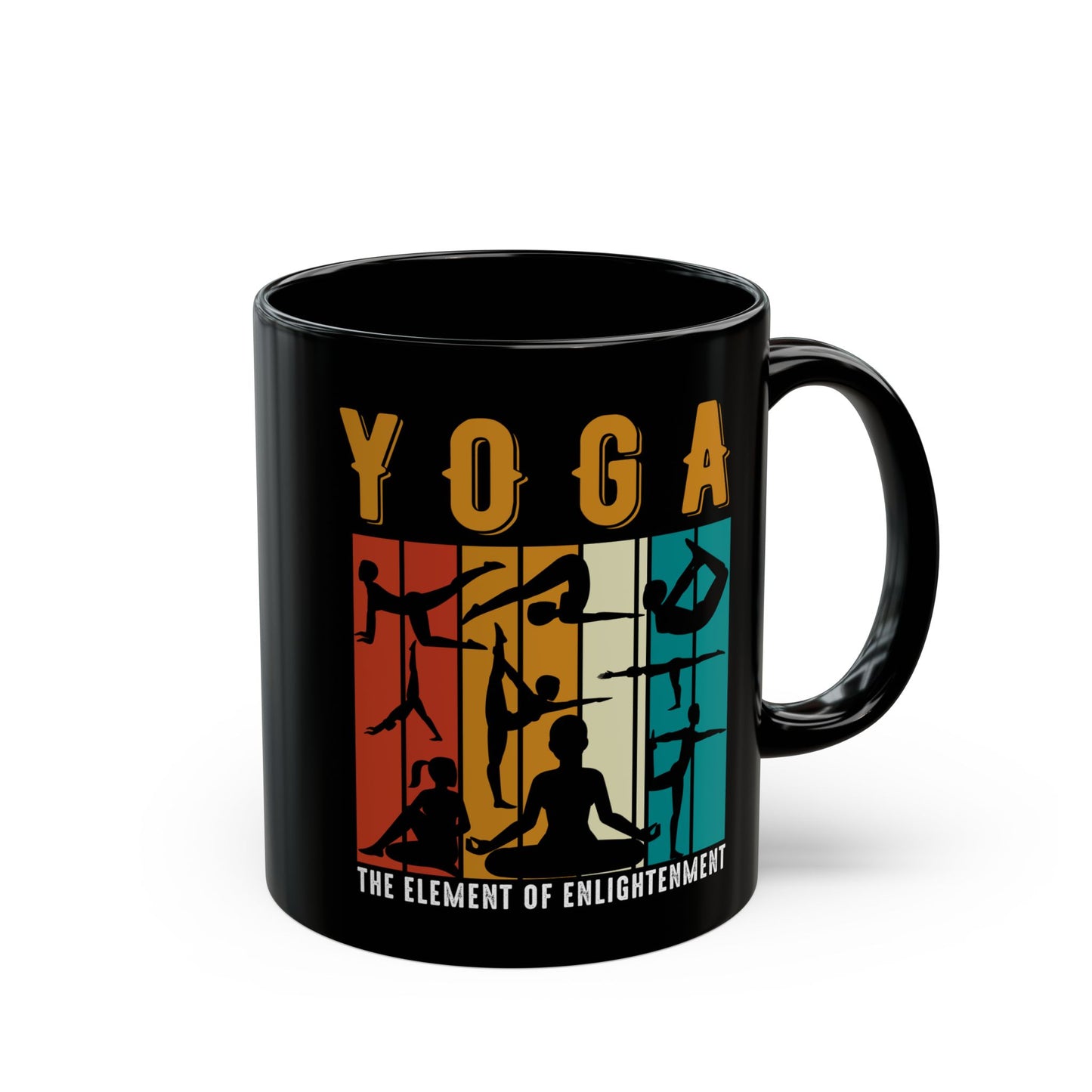 Yoga - Element of Enlightenment Black Mug for Mindful Sipping, Meditation Gift, Yogini Coffee Cup - 13168