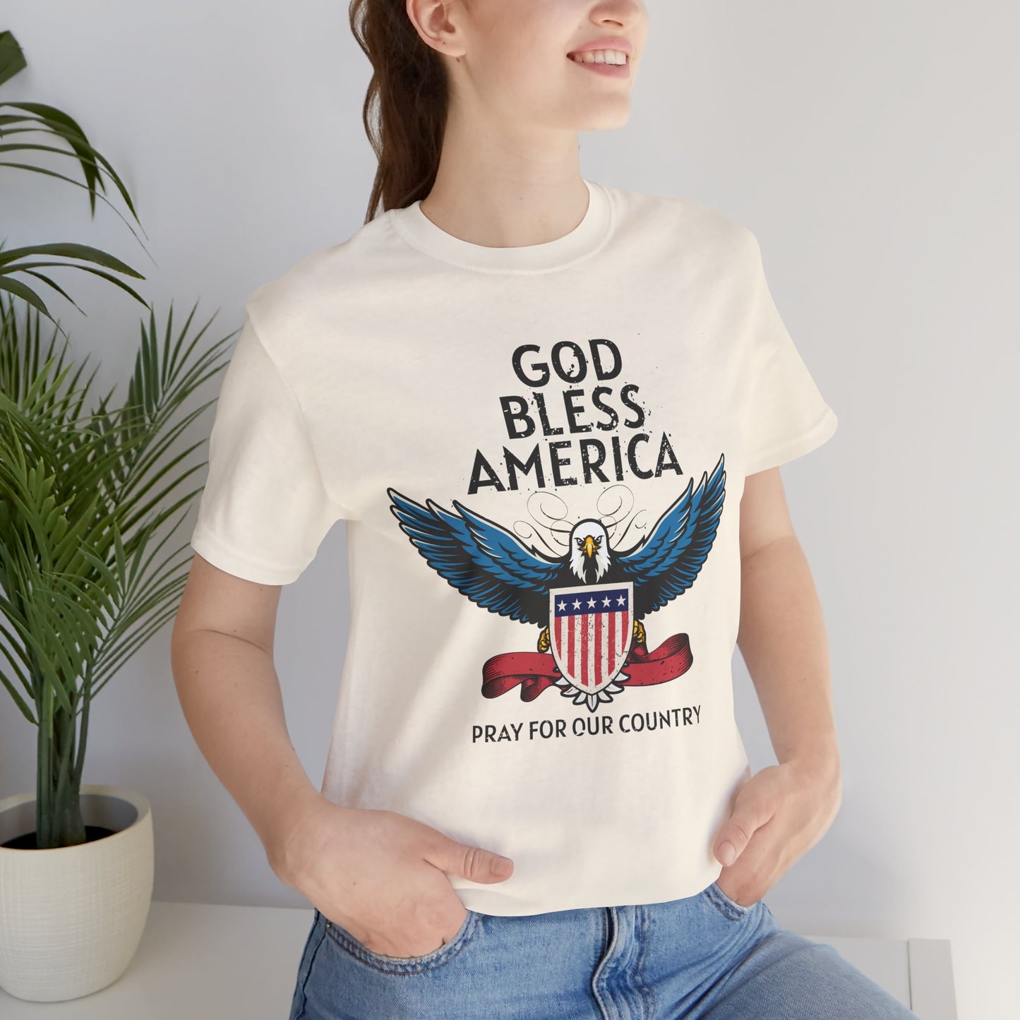 God Bless America Unisex Tee | Patriotic Shirt, American Eagle Design, Casual Wear, Independence Day, Gifts for Veterans - 13786