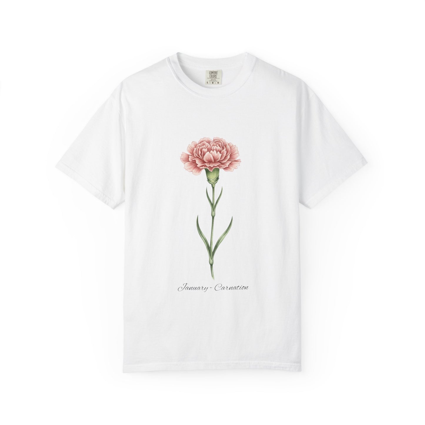 January Birth Flower Carnation T-Shirt – Heavyweight Garment-Dyed Tee - 14686