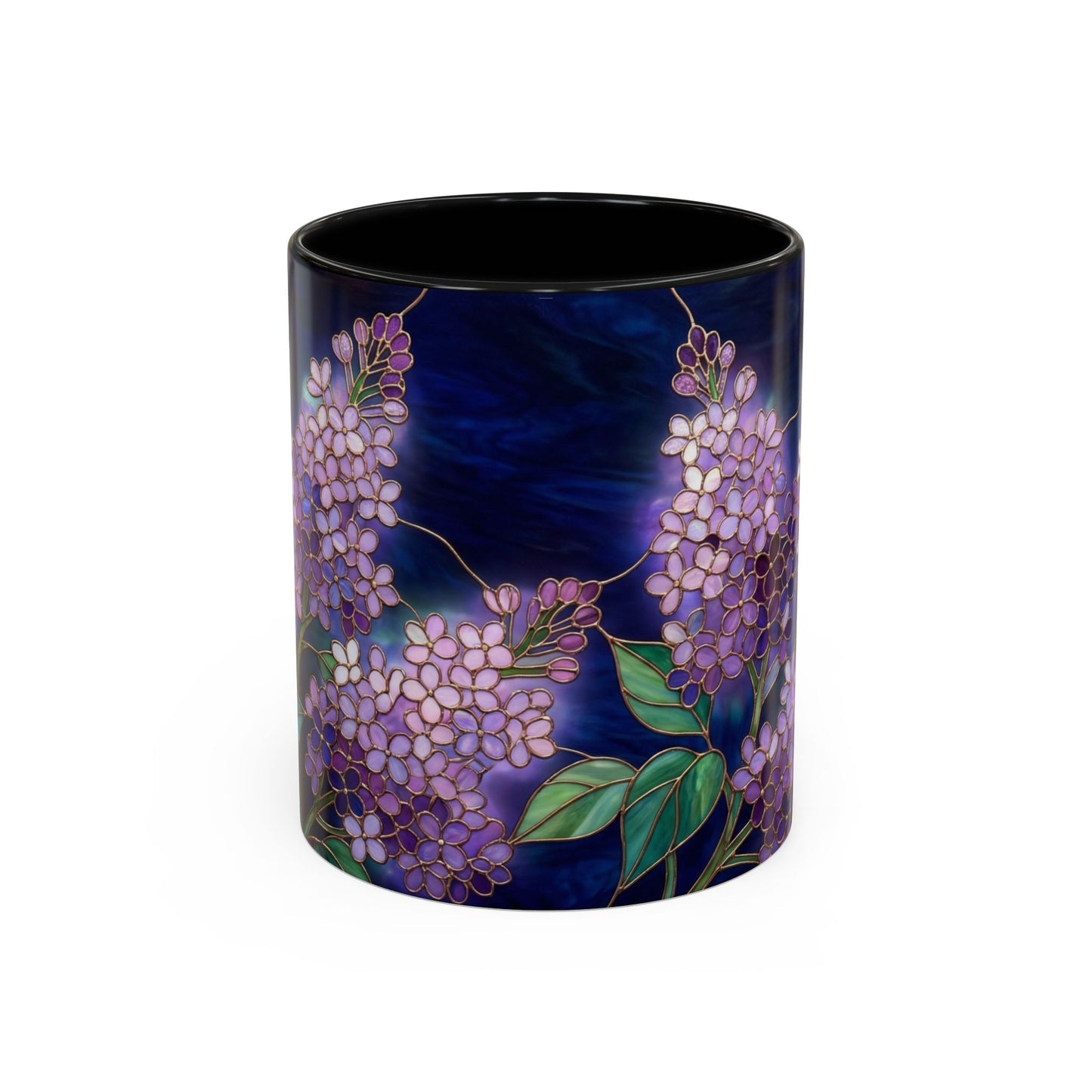 Lilac Blossoms Accent Coffee Mug — Stained Glass Design (11/15 oz) - 14574