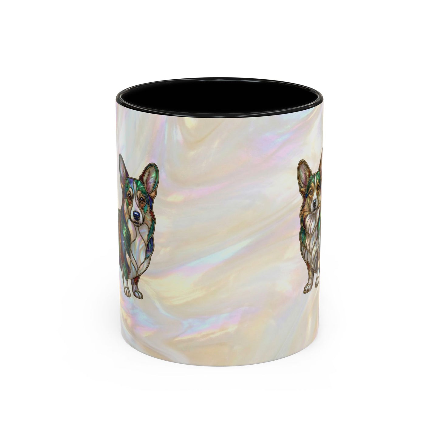 Corgi Accent Coffee Mug -Stained Glass Style (11/15oz) - 14627