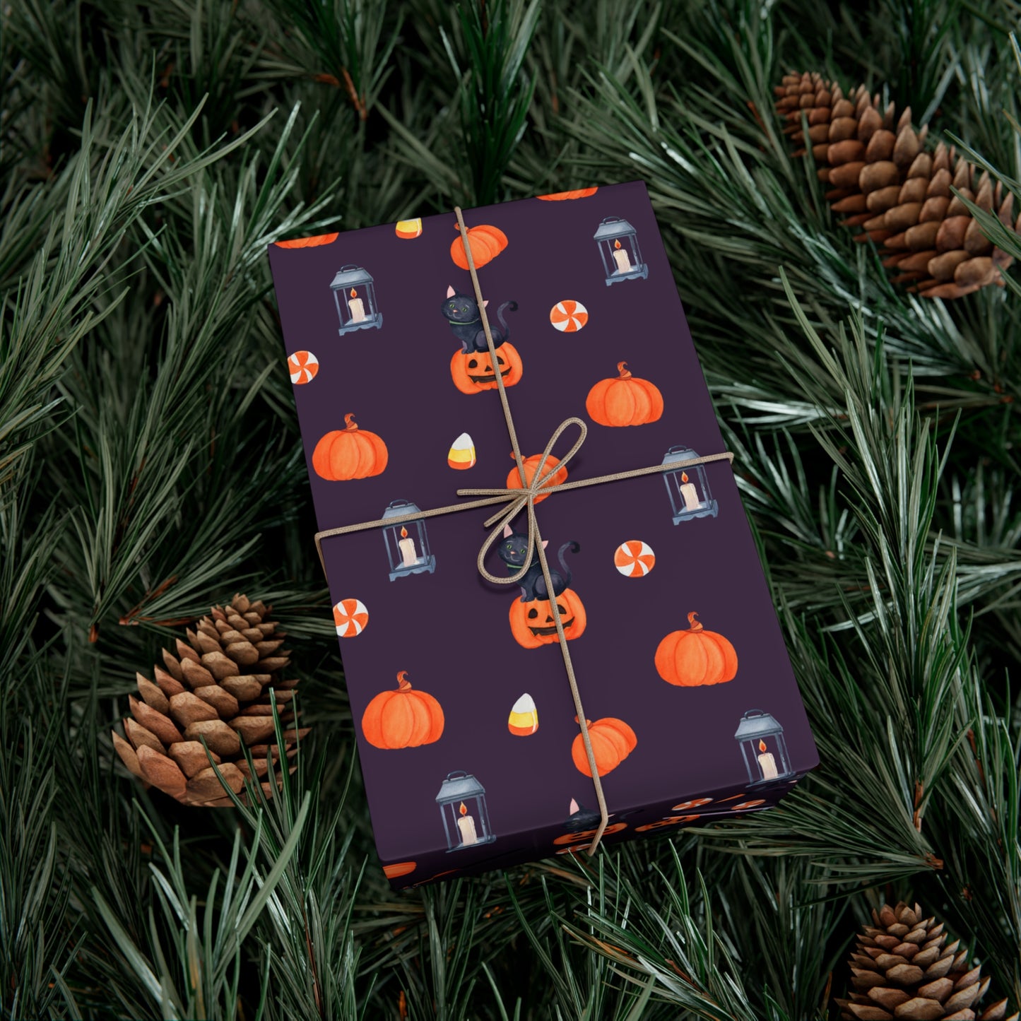 Pumpkin With A Black Cat - Gift Wrap Papers