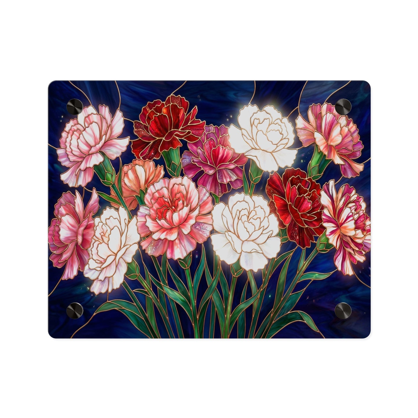 Carnation Bouquet Acrylic Wall Art Panel — Floral Home Décor - 14599