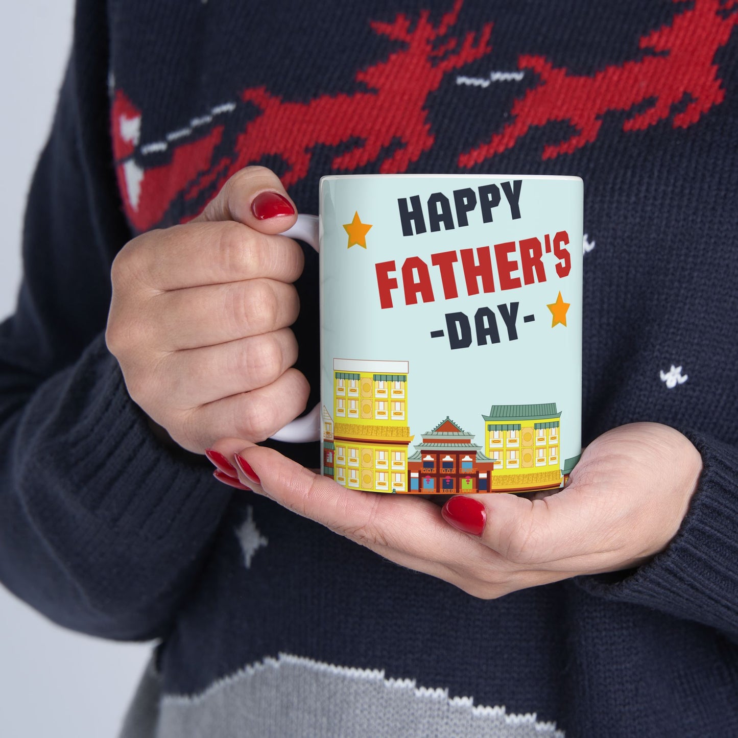 Hero Dad, Happy Father's Day Ceramic Mug - Fun Gift for Dads, Unique Coffee Tea Cup, Father's Day Present, Customizable Design, 11oz & 15oz - 14017
