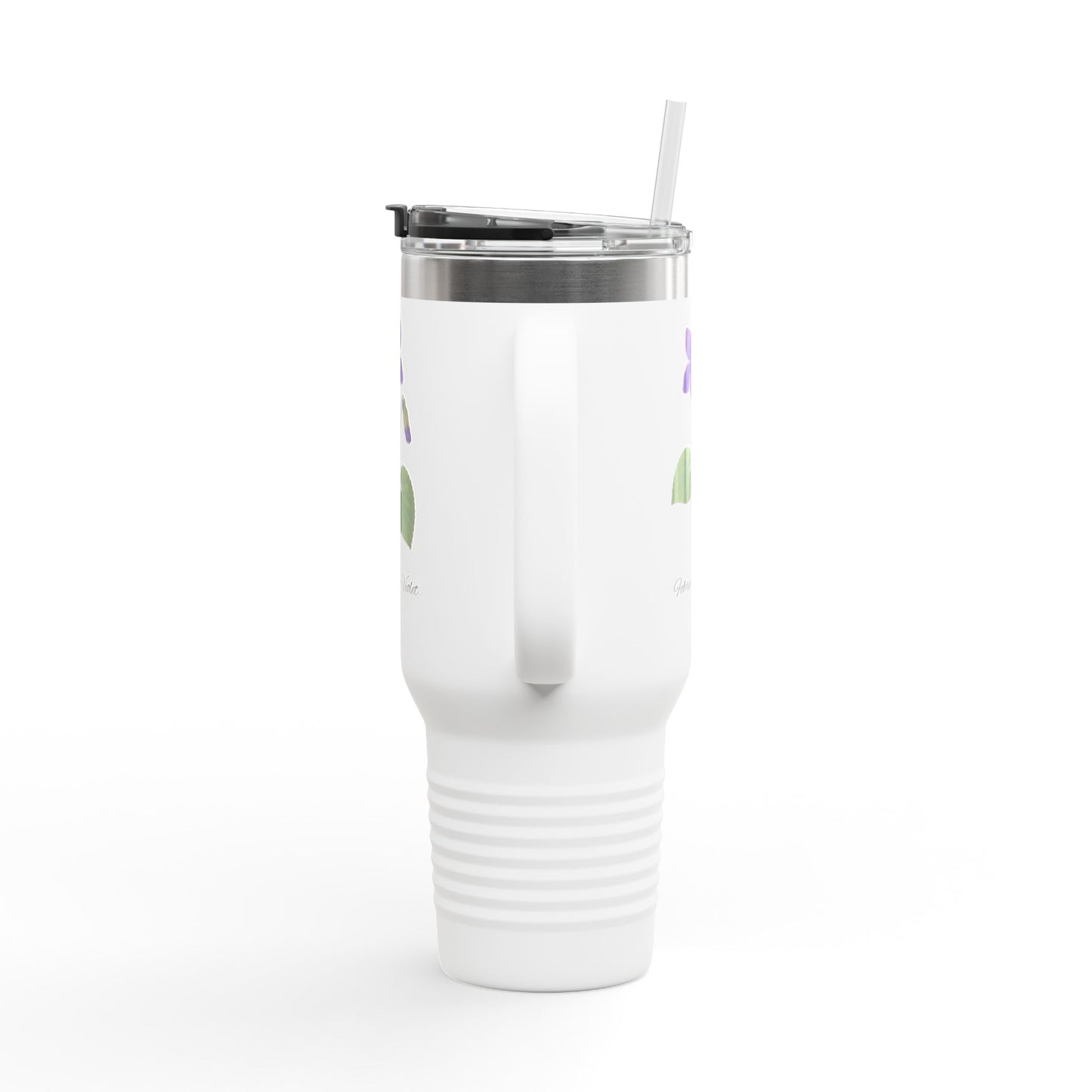 Violet (Single) Floral Tumbler – February Birth Flower Gift | 40oz Insulated Travel Mug, Customizable — 14698