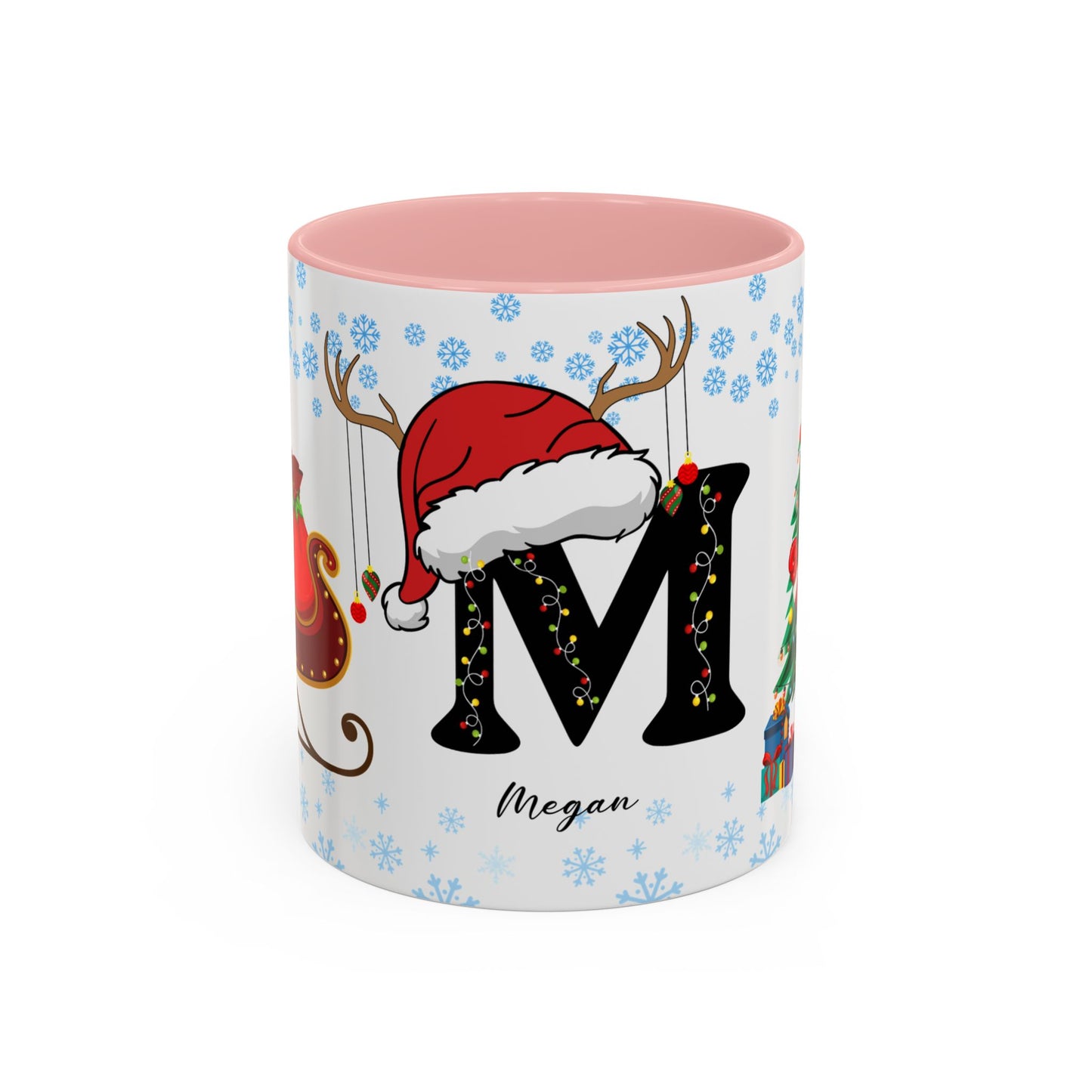 Christmas Letter M for Megan, Customizable - Accent Coffee Mug (11, 15oz)