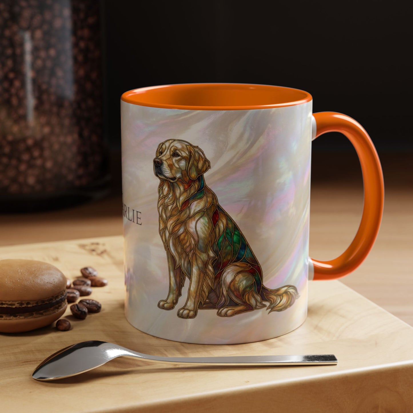 Personalized Golden Retriever Coffee Mug - Stained Glass Design 11/15oz - 14534