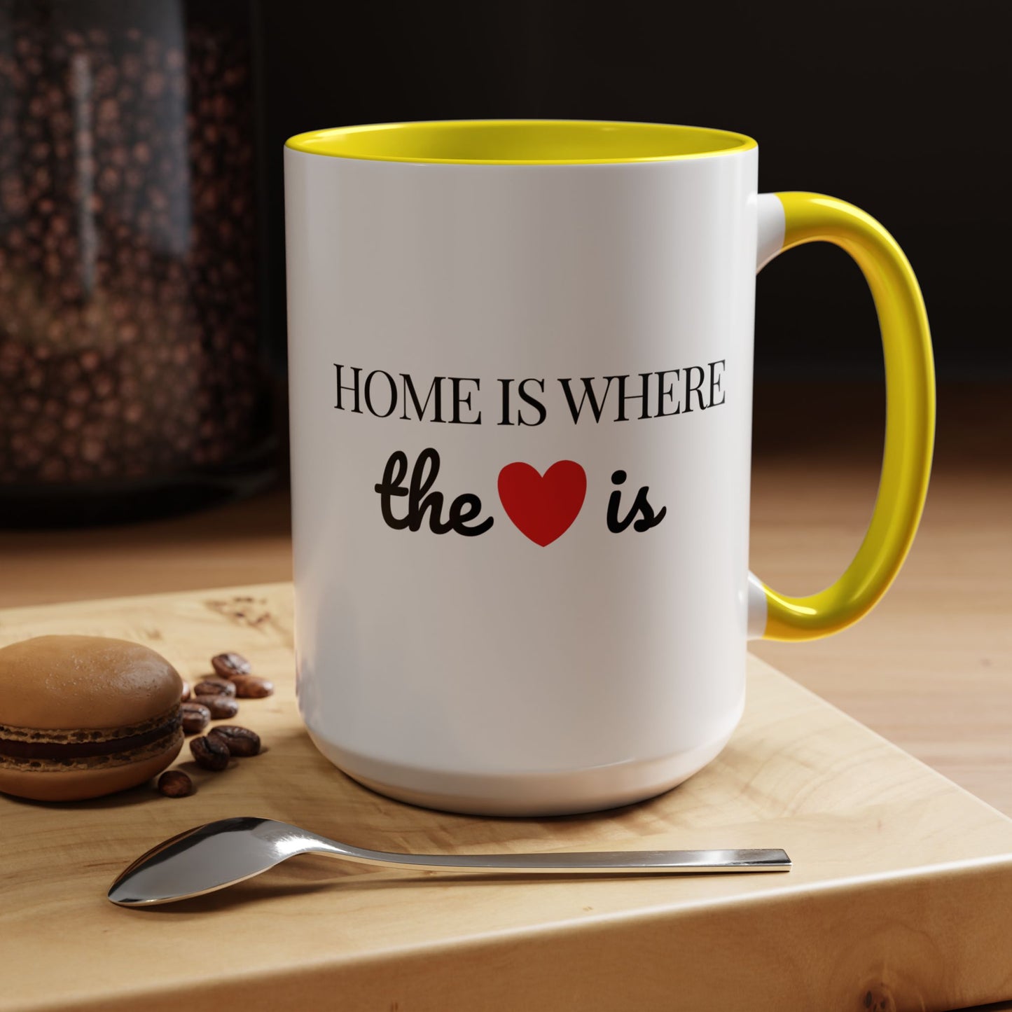 "Home is Where the Heart is" Coffee Mug —  Minimal Accent Ceramic Mug (11/15oz) - 14684
