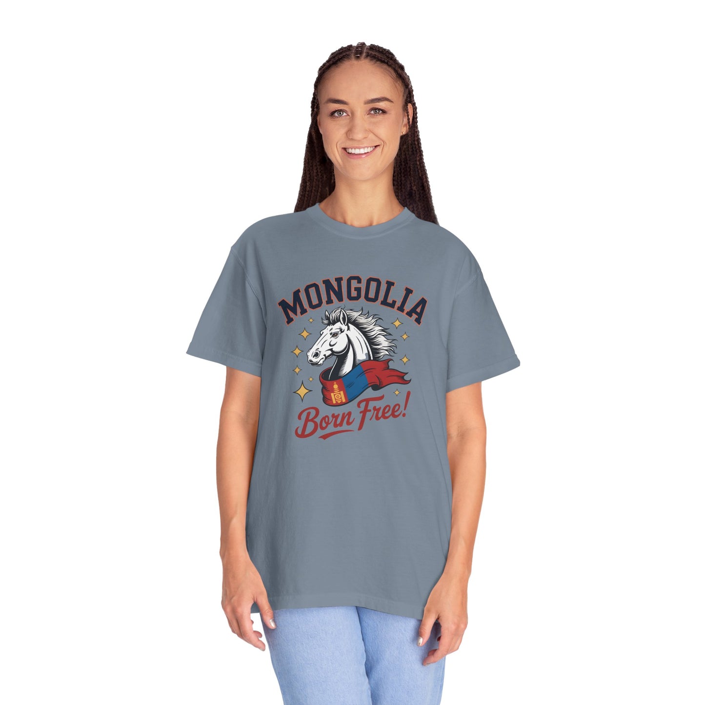 Born Free Mongolia Horse T-Shirt – Patriotic Mongolian Pride Graphic Tee for Men & Women - 14805