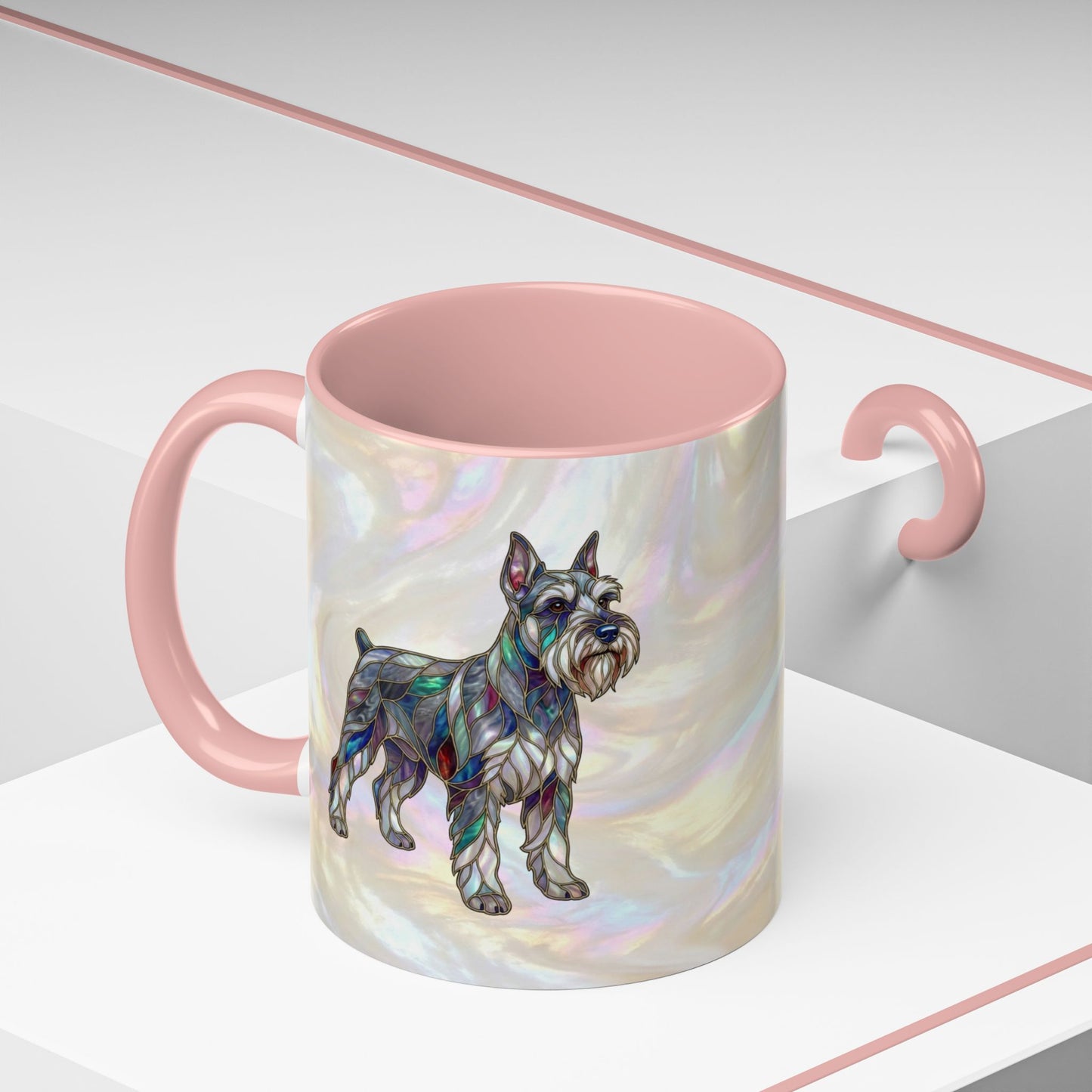 Schnauzer Accent Coffee Mug – Stained Glass Design 11/15oz - 14643