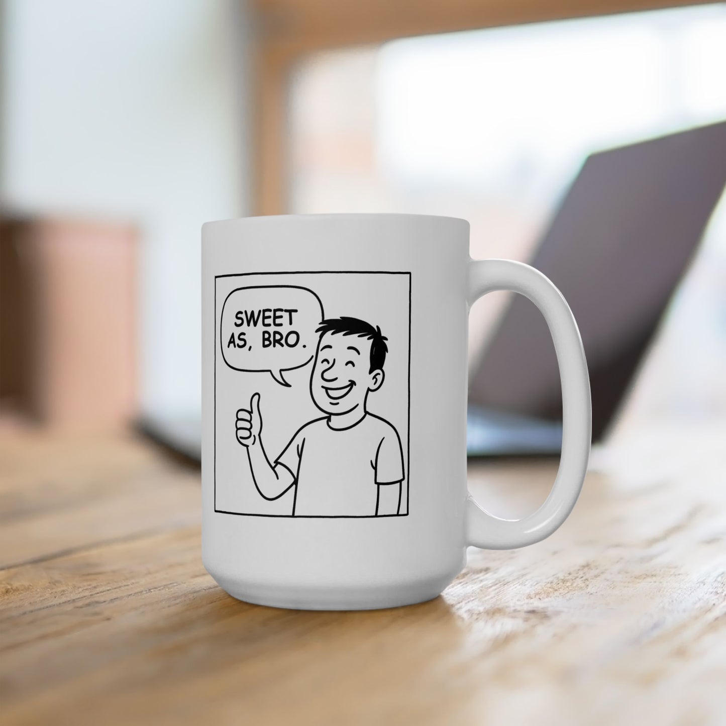 Funny Ceramic Coffee Mug - "Sweet as, Bro!" - Ideal Gift for Friends & Family