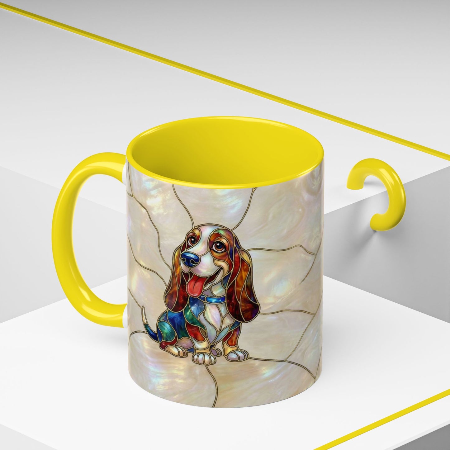 Basset Hound Stained Glass Accent Coffee Mug (11/15oz) - 14520