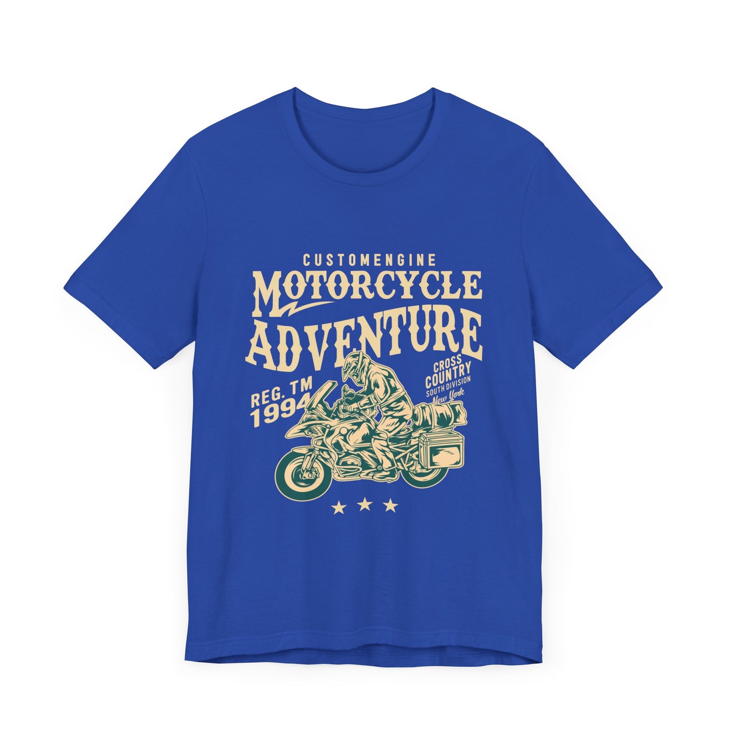 Custom Engine, Motorcycle Adventure - Unisex Jersey Short Sleeve Tee