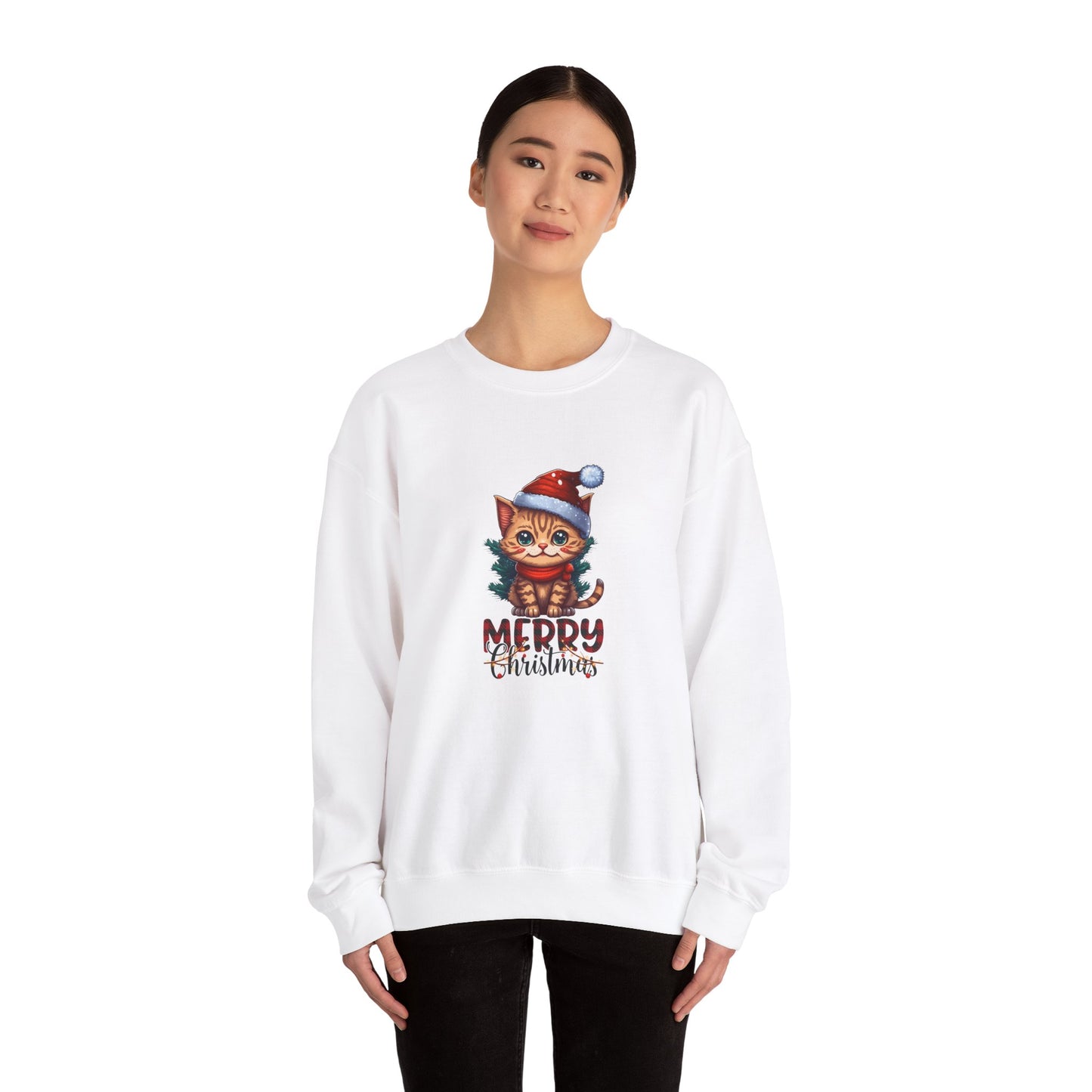 Merry Christmas, Cat - Unisex Heavy Blend™ Crewneck Sweatshirt