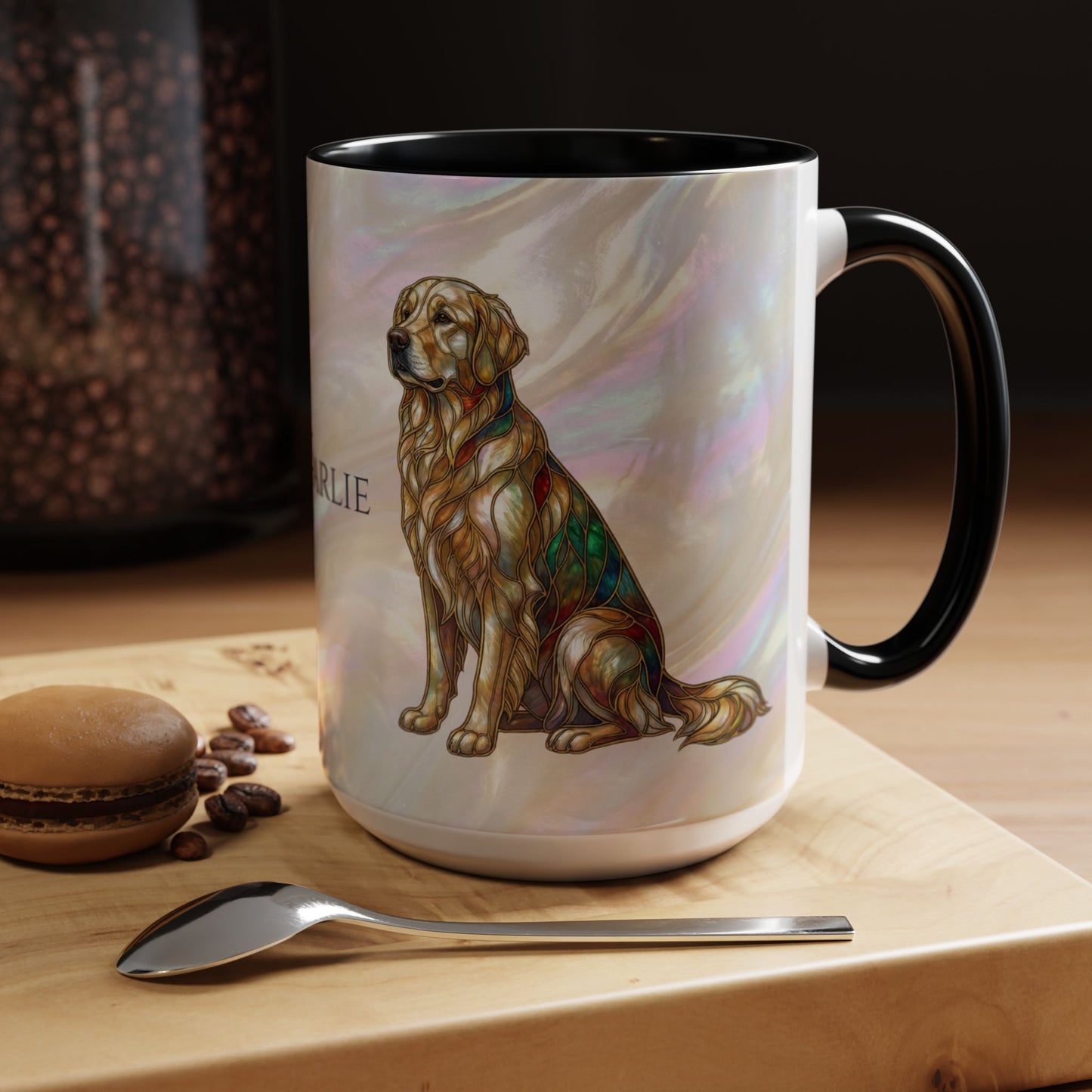Personalized Golden Retriever Coffee Mug - Stained Glass Design 11/15oz - 14534