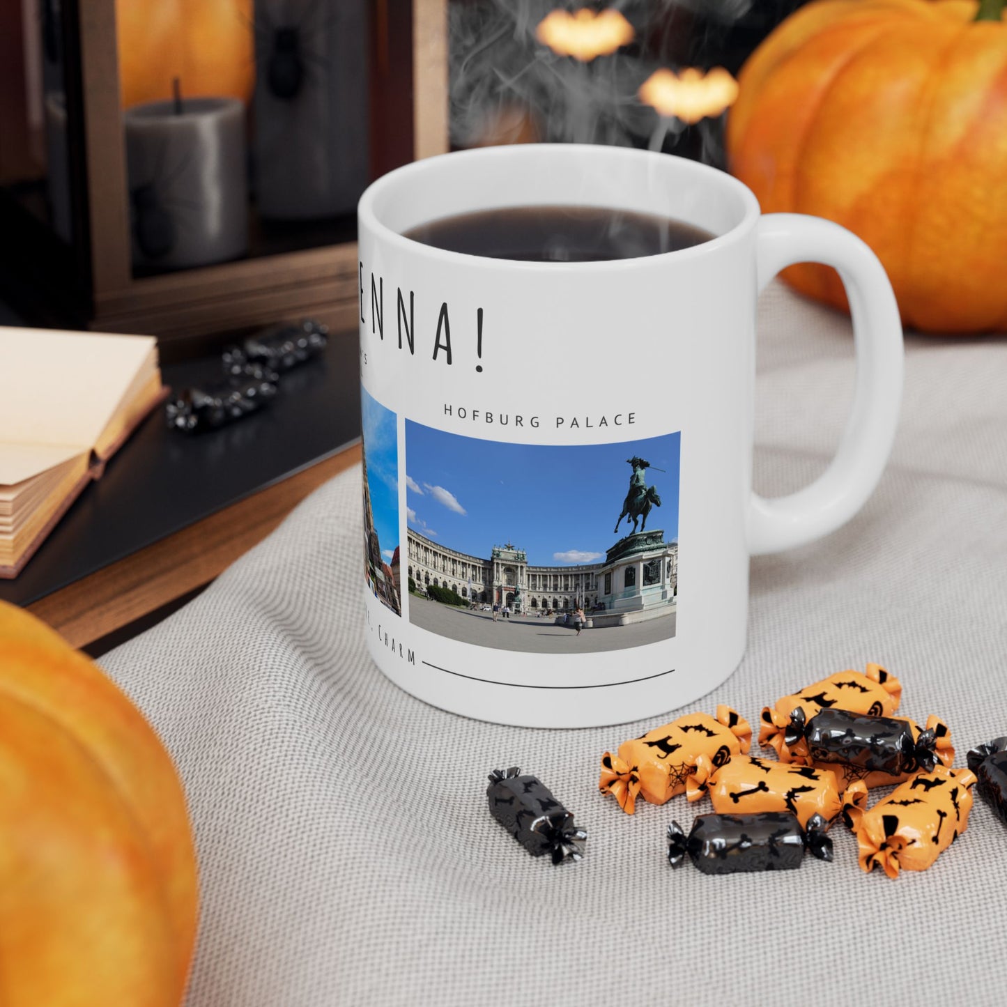 Hello Vienna! Scenic Ceramic Mug - 11oz & 15oz, Perfect for Travelers & Coffee Lovers - 12166