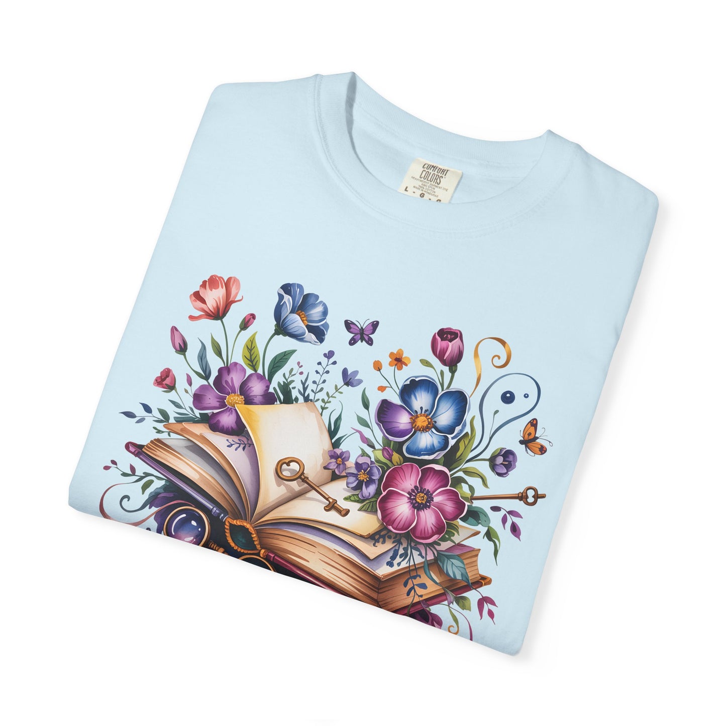 Magic Book Floral T-Shirt – Colorful Open Book & Flowers, Book Lover Gift Tee - 14830