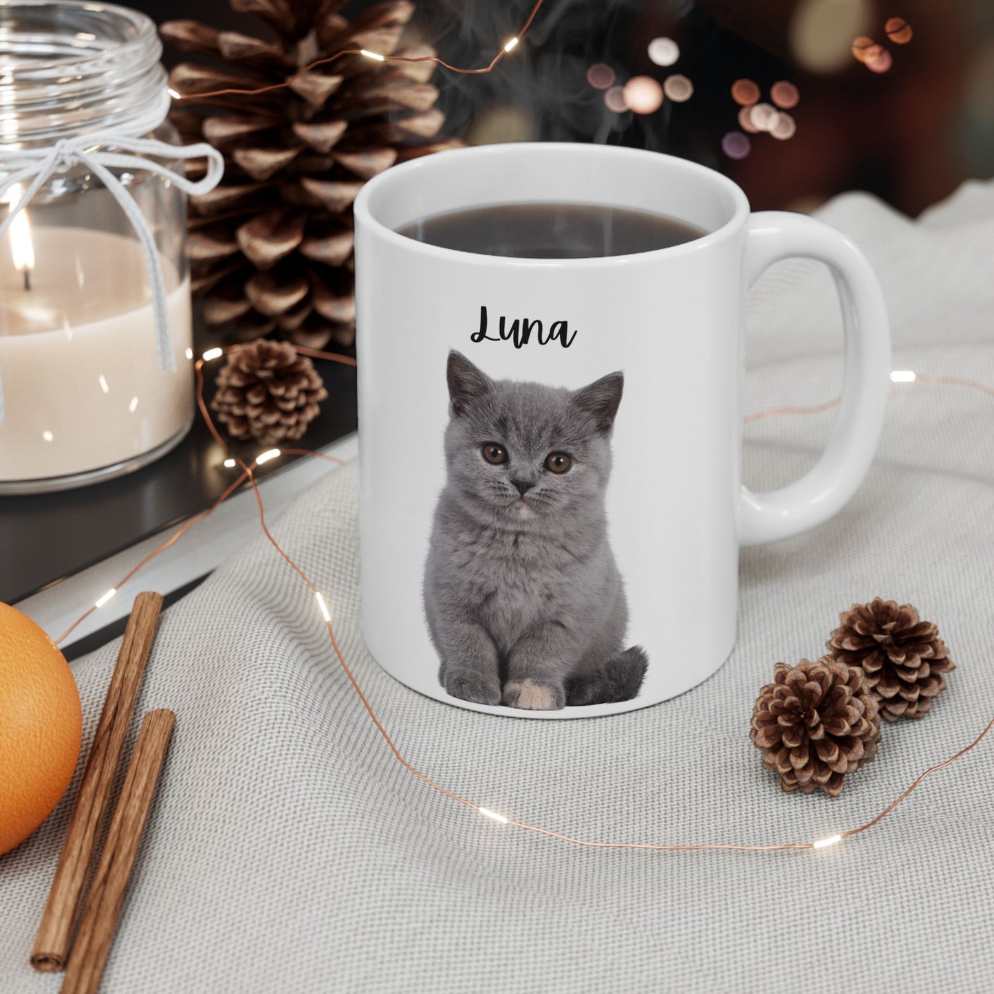 Cozy Cat Ceramic Mug - Perfect for Pet Lovers, Gifts, Home Decor, Coffee, Tea - 14191
