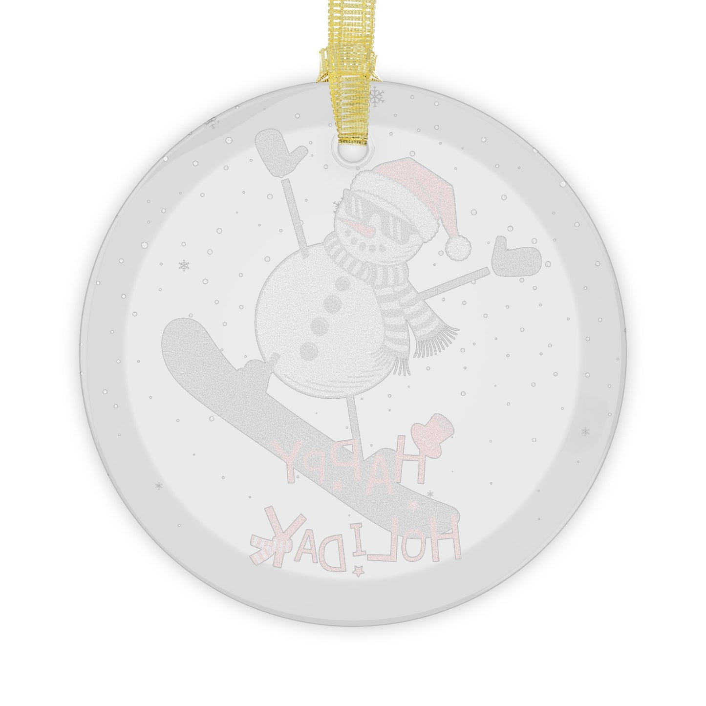 Cool Snowman Snowboarding - Glass Ornaments - 10423