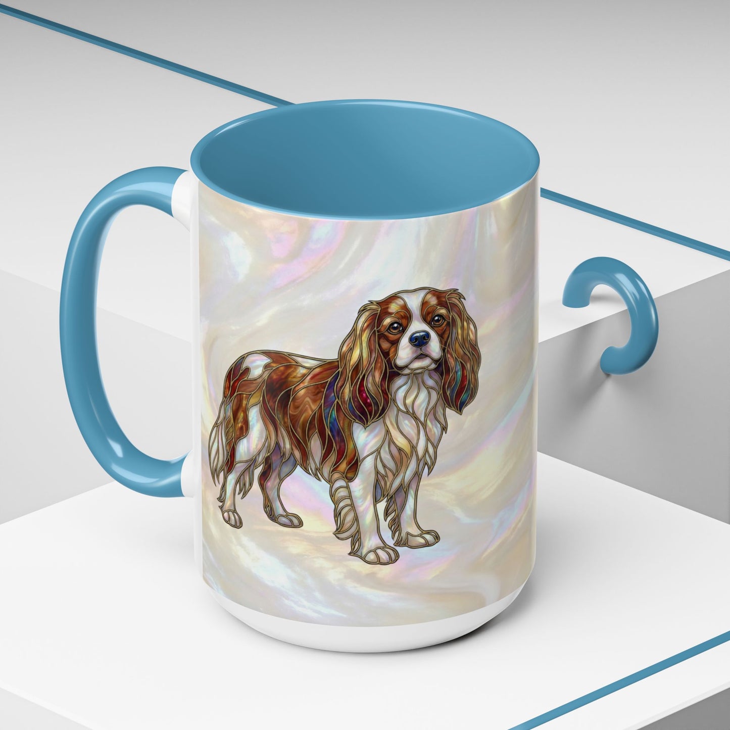 Cavalier King Charles Accent Coffee Mug -Stained Glass Style (11/15oz) - 14624