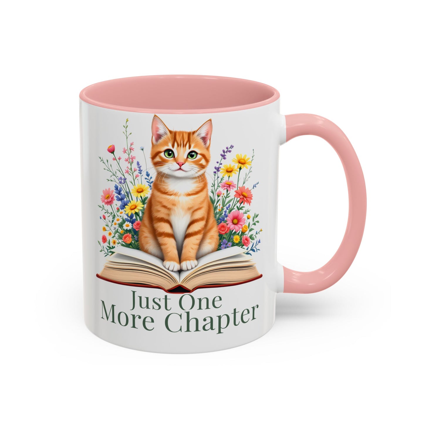 Just One More Chapter Cat Mug – Floral Book Lover Gift, Cute Reader Coffee Mug (11oz / 15oz) - 14811