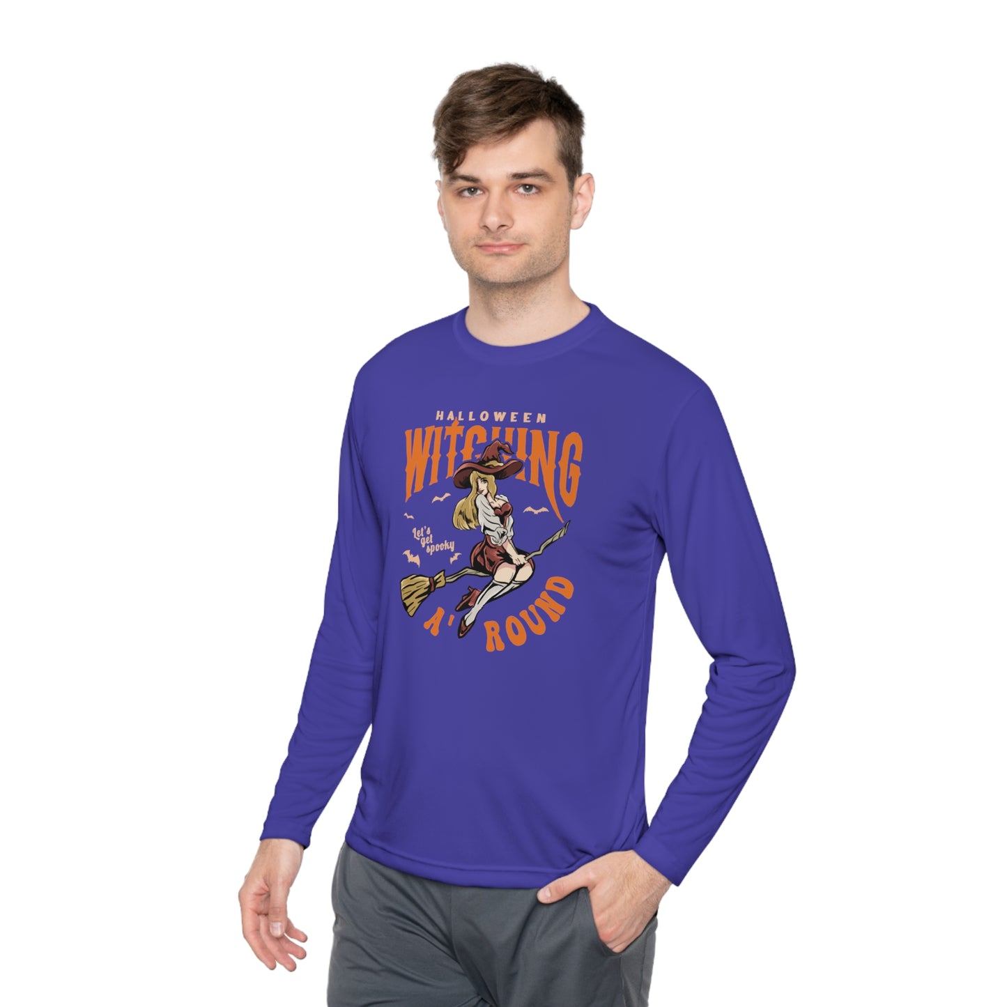 Halloween Witching, Let's Get Spooky Around - Unisex Lightweight Long Sleeve Tee