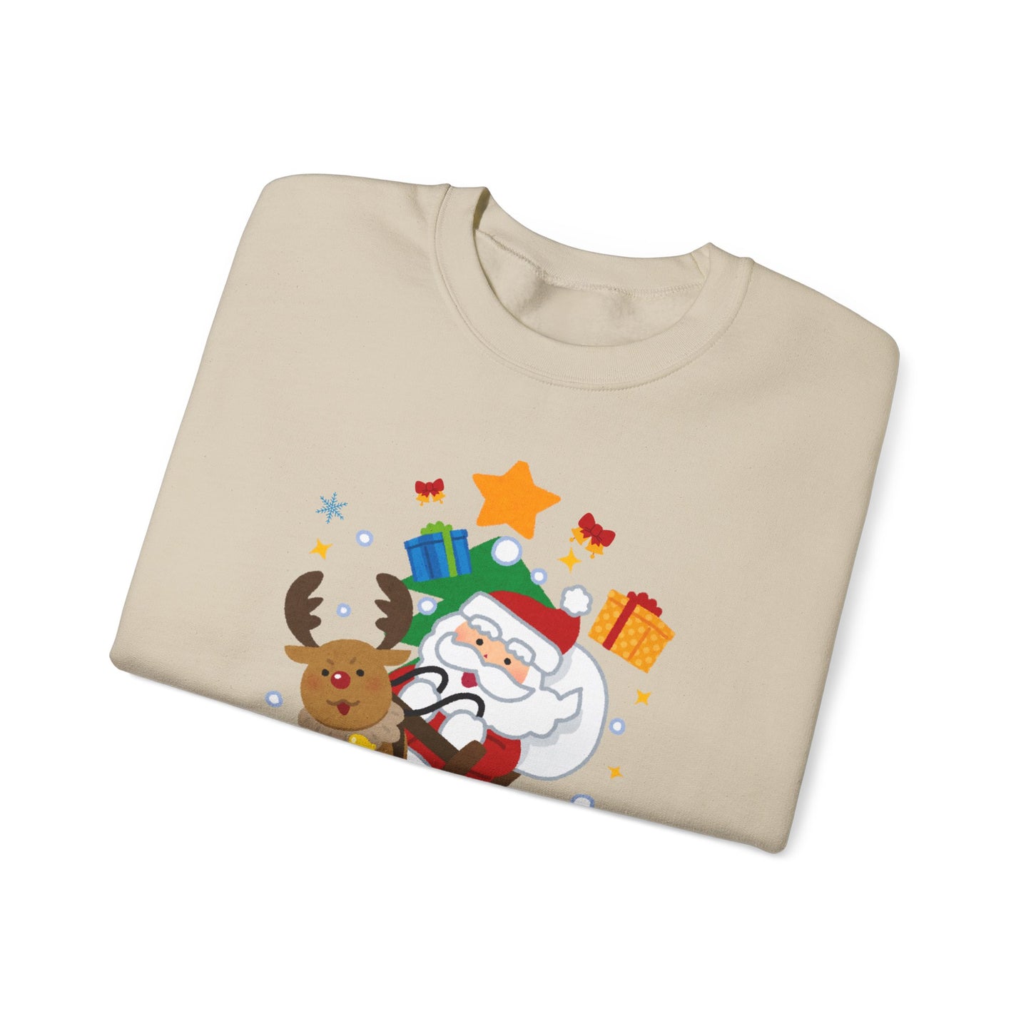 Merry Christmas, Santa & Reindeer - Unisex Heavy Blend™ Crewneck Sweatshirt - 10472