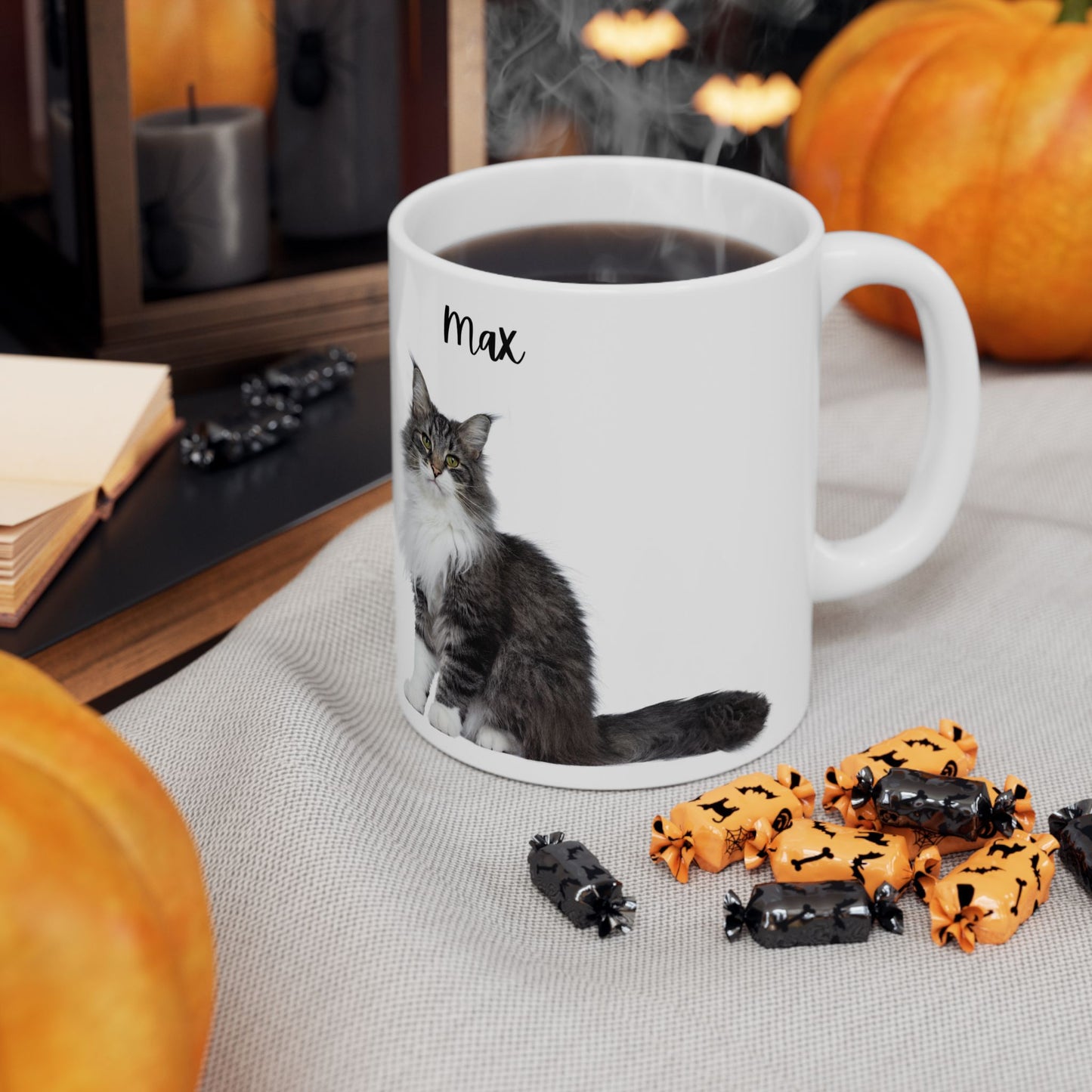 Personalized Cat Ceramic Mug for Cat Lovers, Custom Pet Mug, Coffee Cup, Gift for Cat Owners, Cute Cat Design - 14194