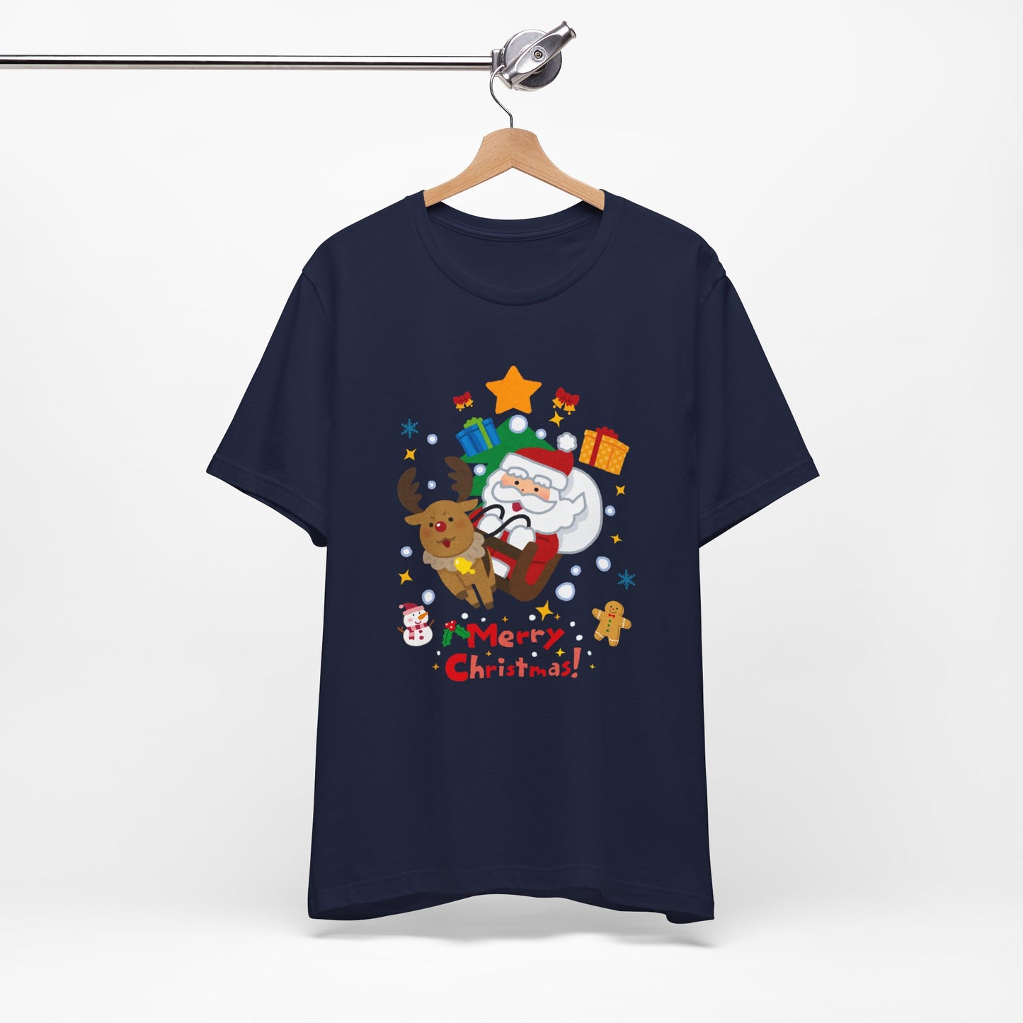 Santa & Reindeer, Merry Christmas - Unisex Jersey Short Sleeve Tee - 10494