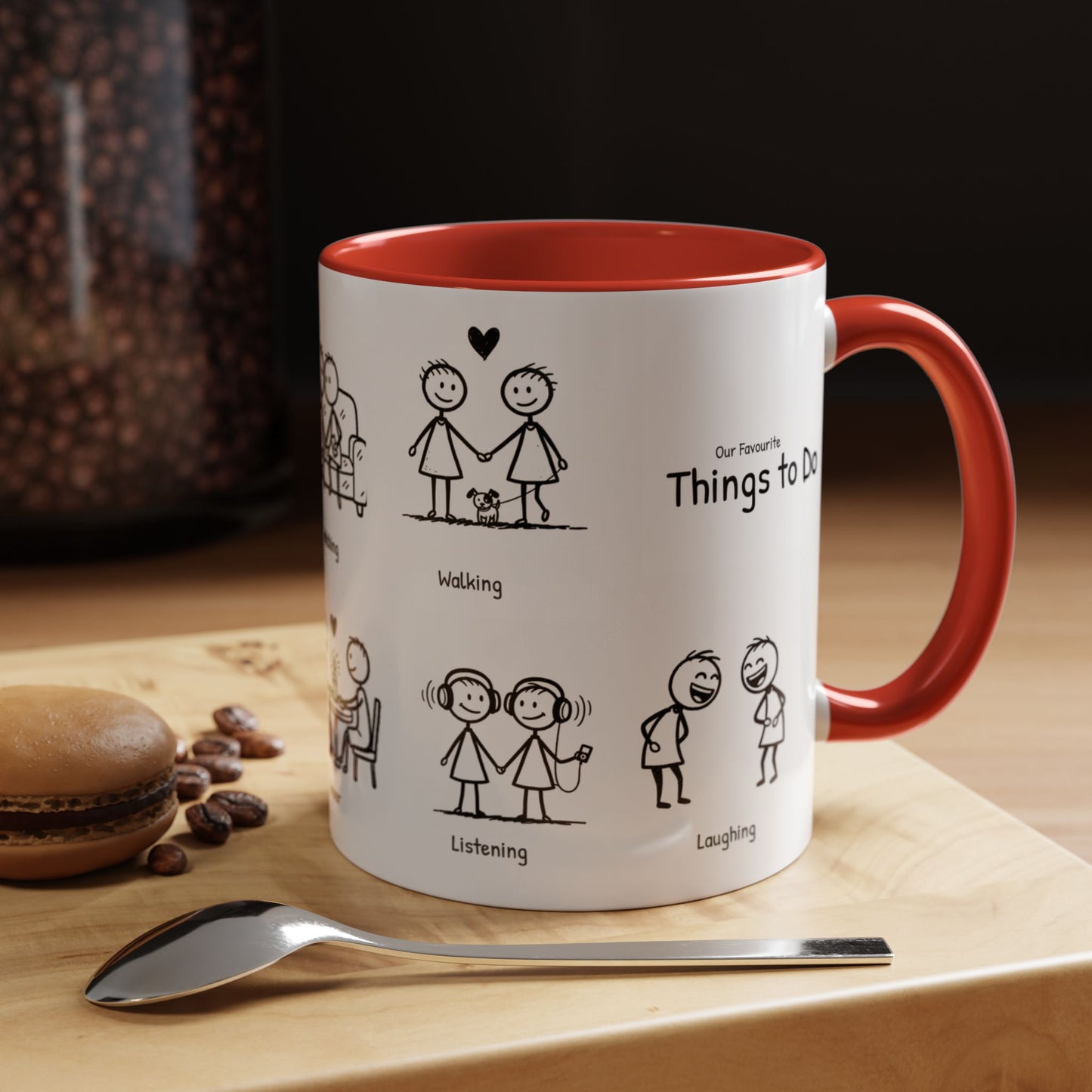 Our Favorite Things to Do Valentine’s Mug – Cozy Couples Illustrated Accent Coffee Mug - 14705