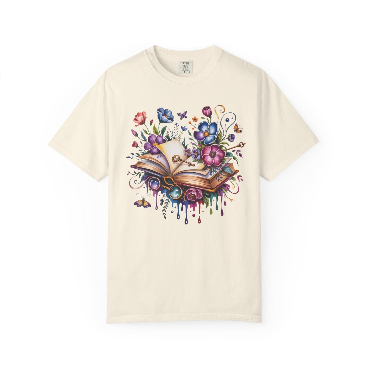 Magic Book Floral T-Shirt – Colorful Open Book & Flowers, Book Lover Gift Tee - 14830