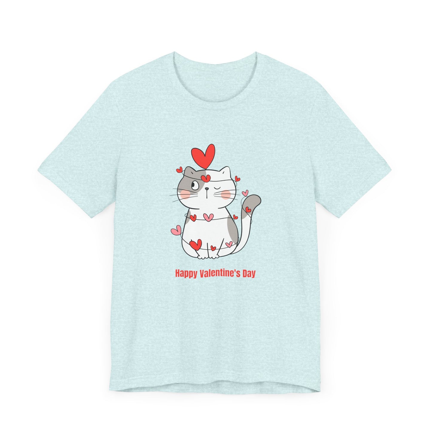 Cute Cat, Happy Valentine's Day - Unisex Jersey Short Sleeve Tee - 11359