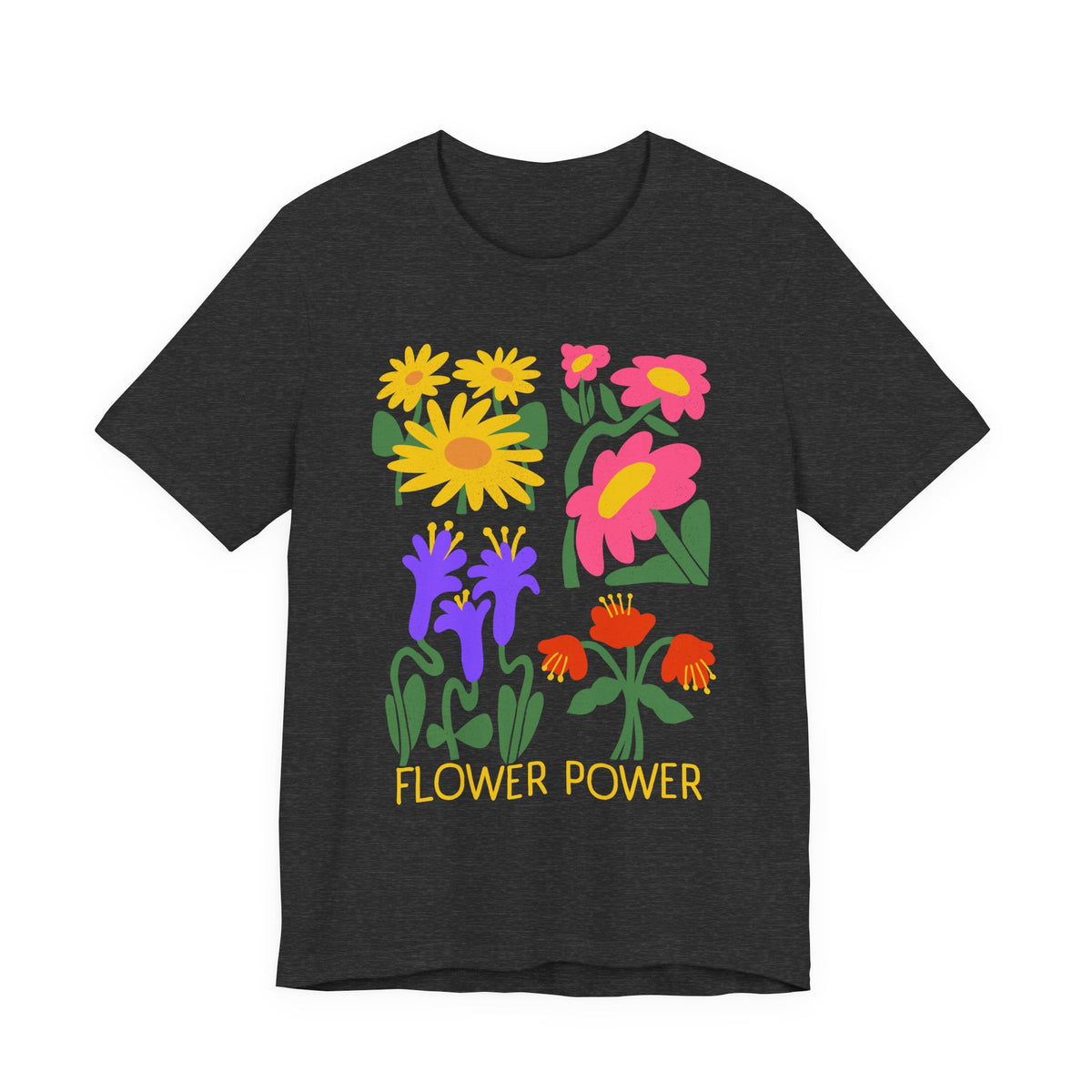 Flower Power T-Shirt — Retro Colorful Floral Graphic Tee - 14964