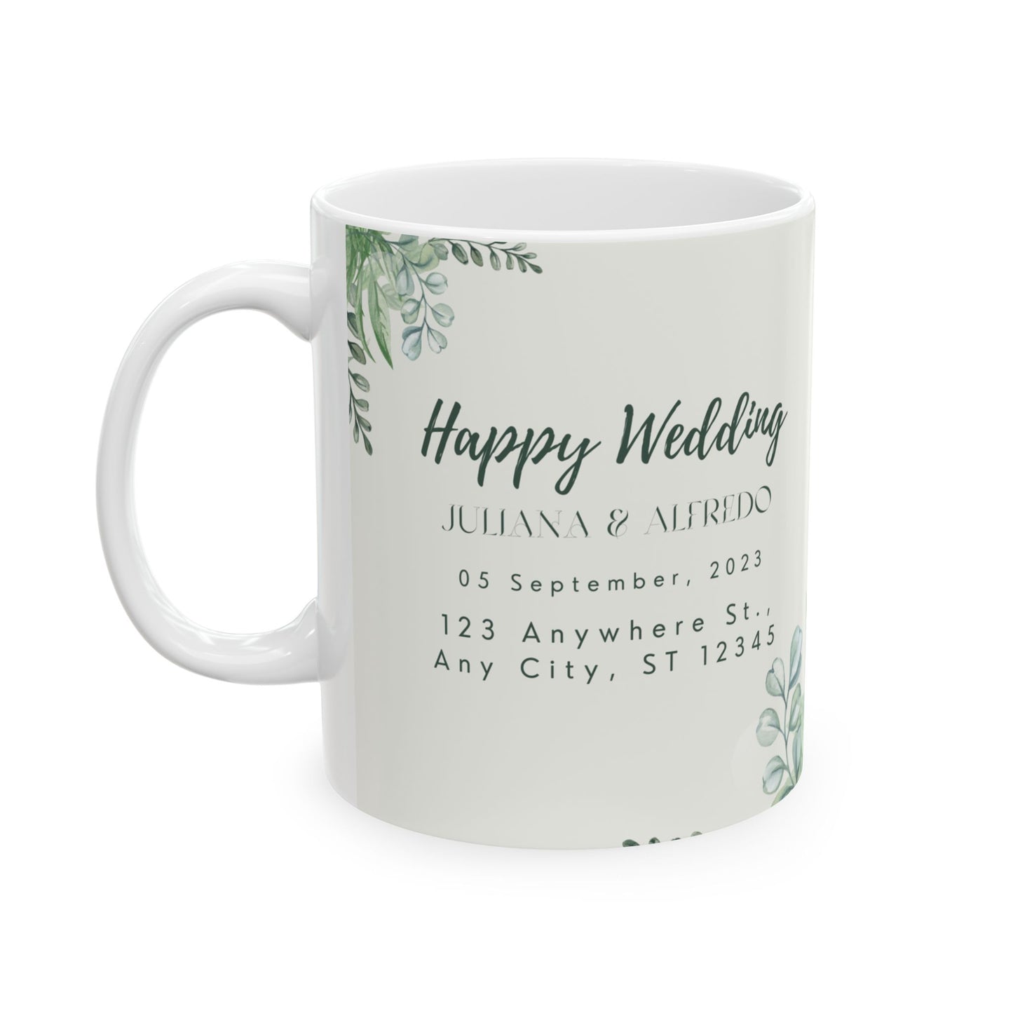 Happy Wedding, Details Customizable - Ceramic Mug, (11oz, 15oz) - 11139