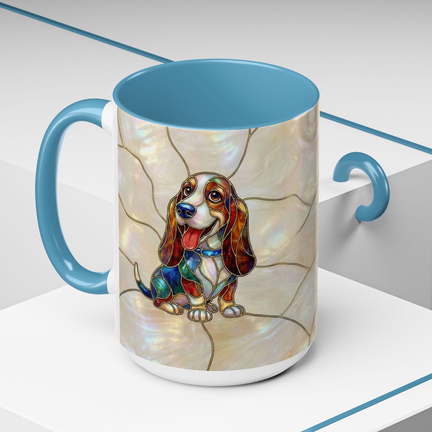Basset Hound Stained Glass Accent Coffee Mug (11/15oz) - 14520