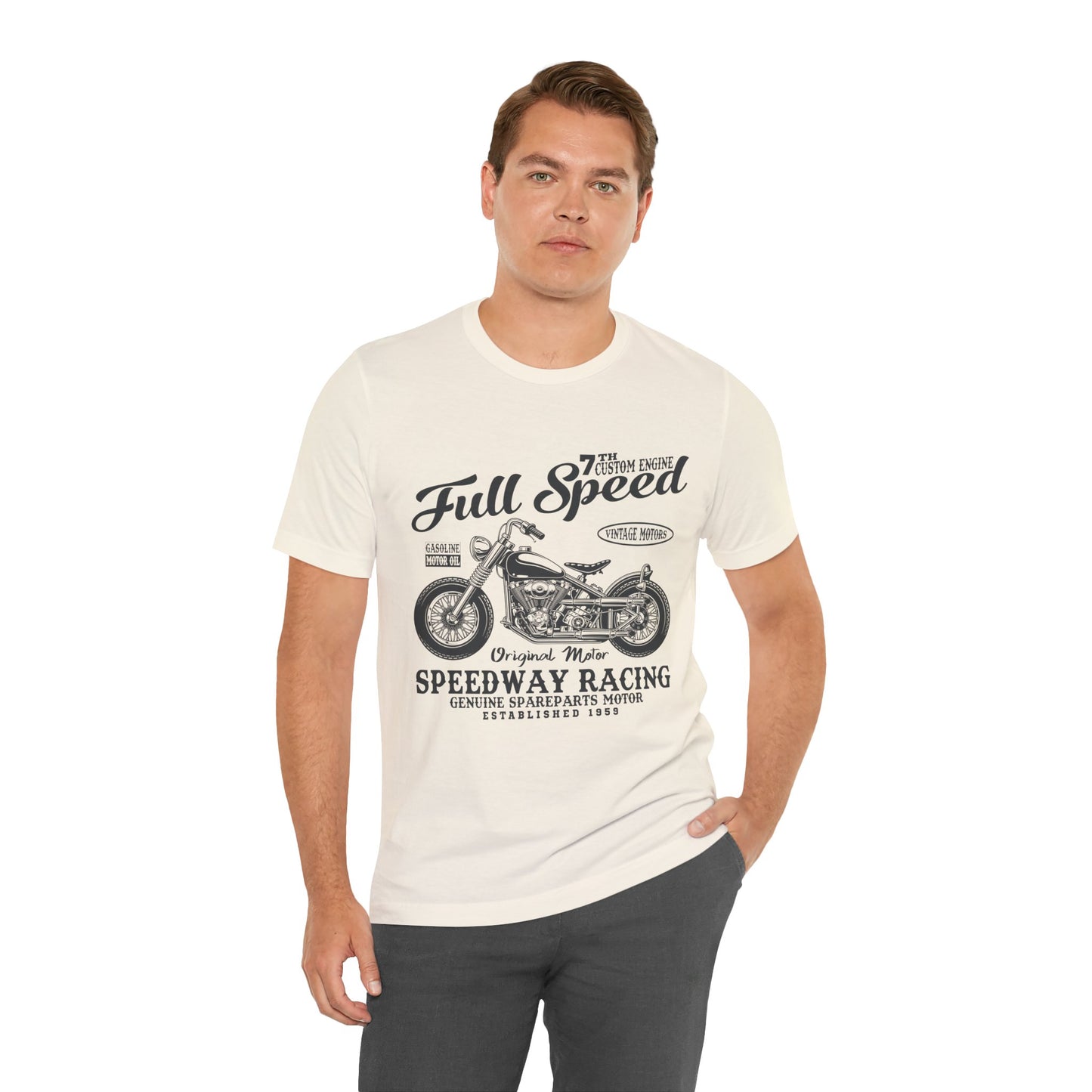 Full Speed, Vintage Motors - Unisex Jersey Short Sleeve Tee - 13297