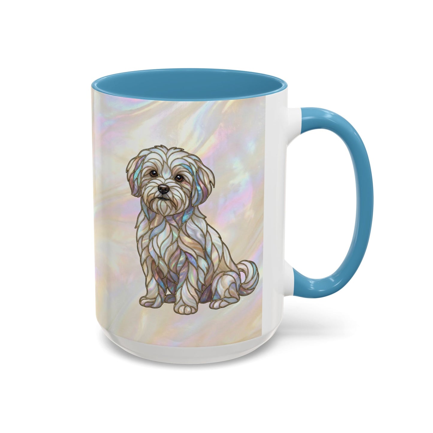 Maltese Dog Accent Coffee Mug – Stained Glass Design 11/15oz - 14642