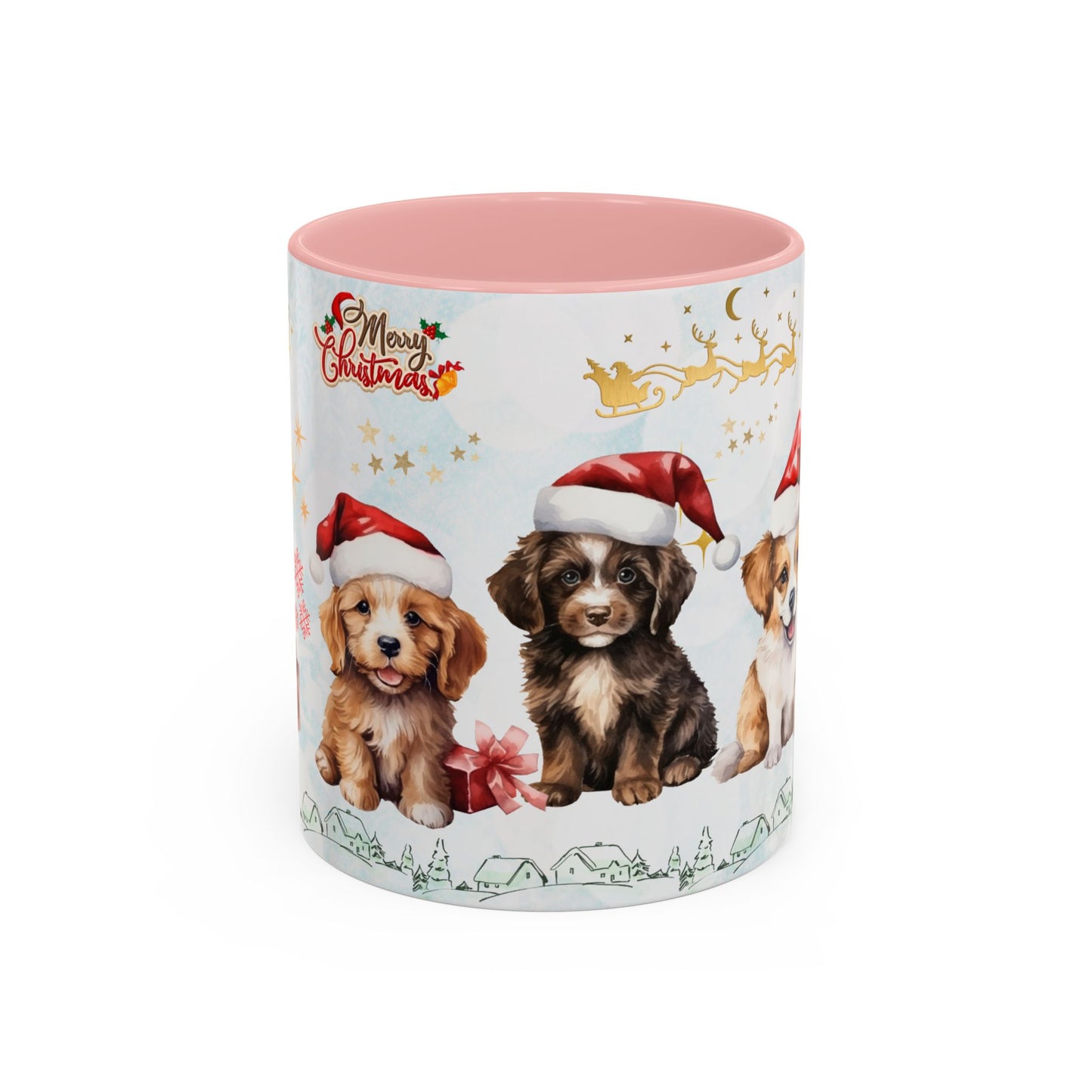 Merry Christmas, Puppies - Accent Coffee Mug (11, 15oz)