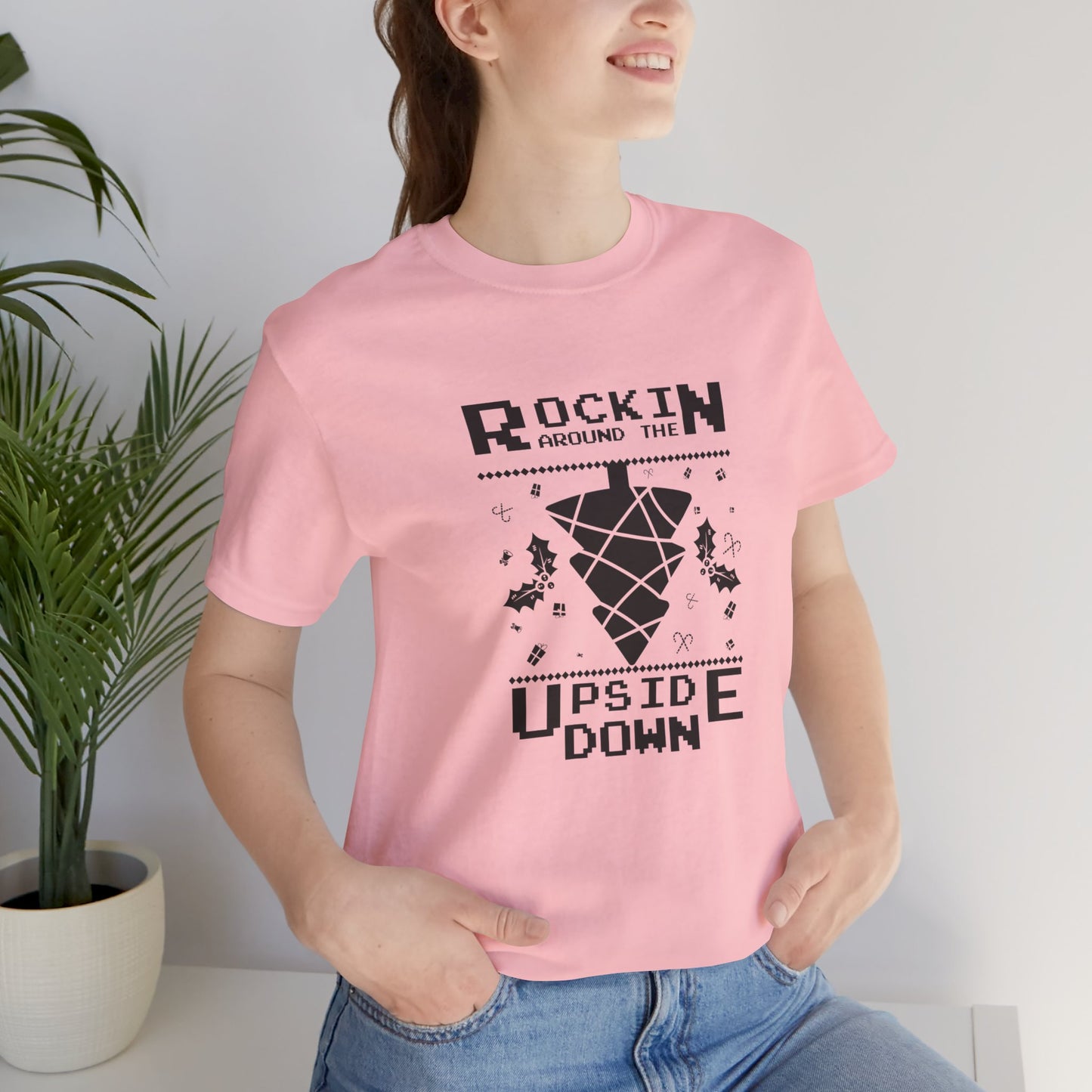 Christmas: Rocking Around The Tree Upside Down - Unisex Jersey Short Sleeve Tee