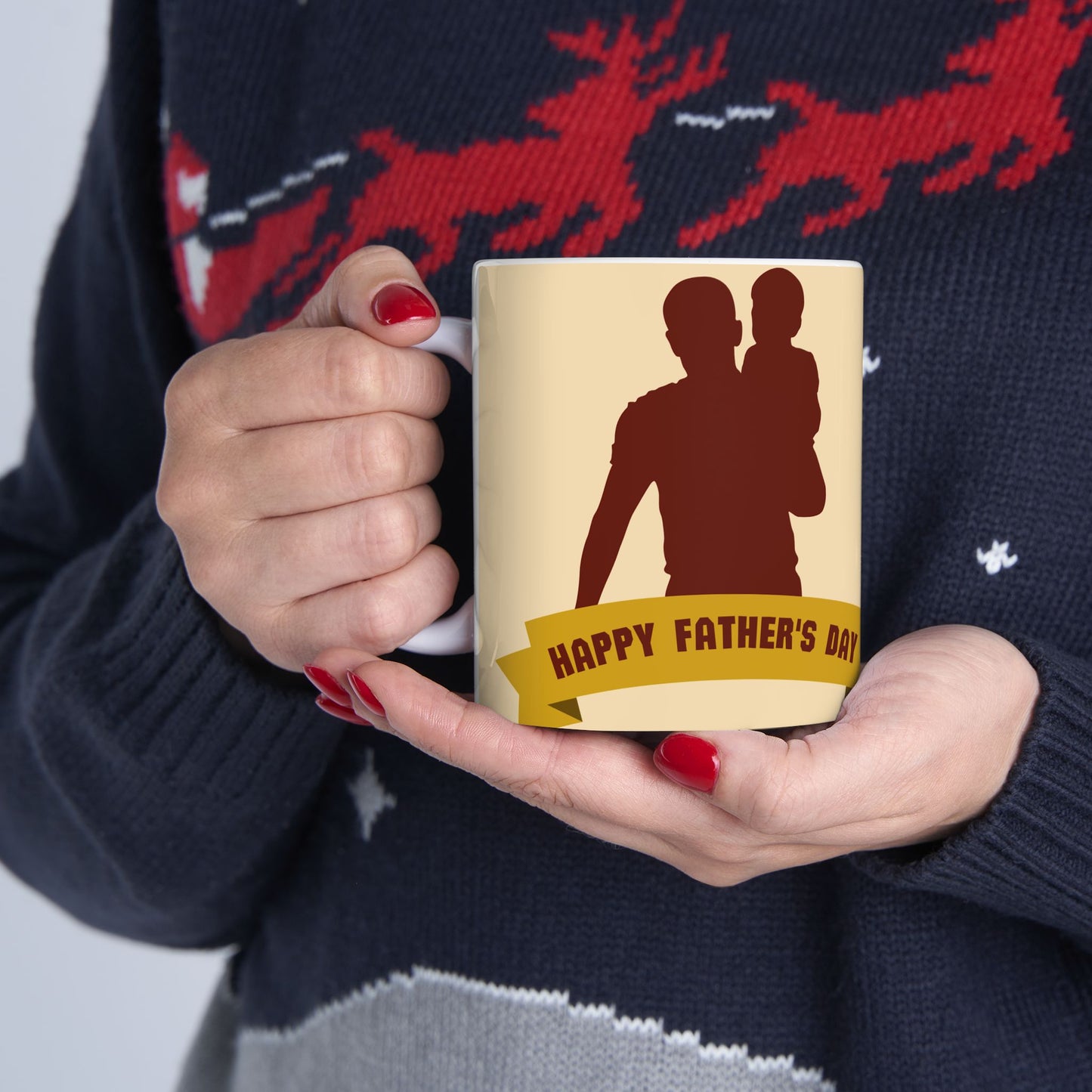 Father's Day Ceramic Mug, 11oz & 15oz, Unique Gift for Dad, Coffee Tea Cup, Personalized Dad Mug, Celebration Mug - 14011