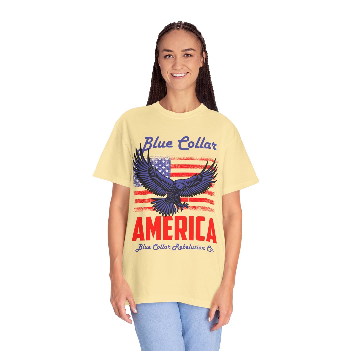 Unisex American Eagle Graphic Tee - Perfect for Patriotic Events, Casual Wear, 4th of July Gatherings, Gifts for Blue Collar Workers - 13695